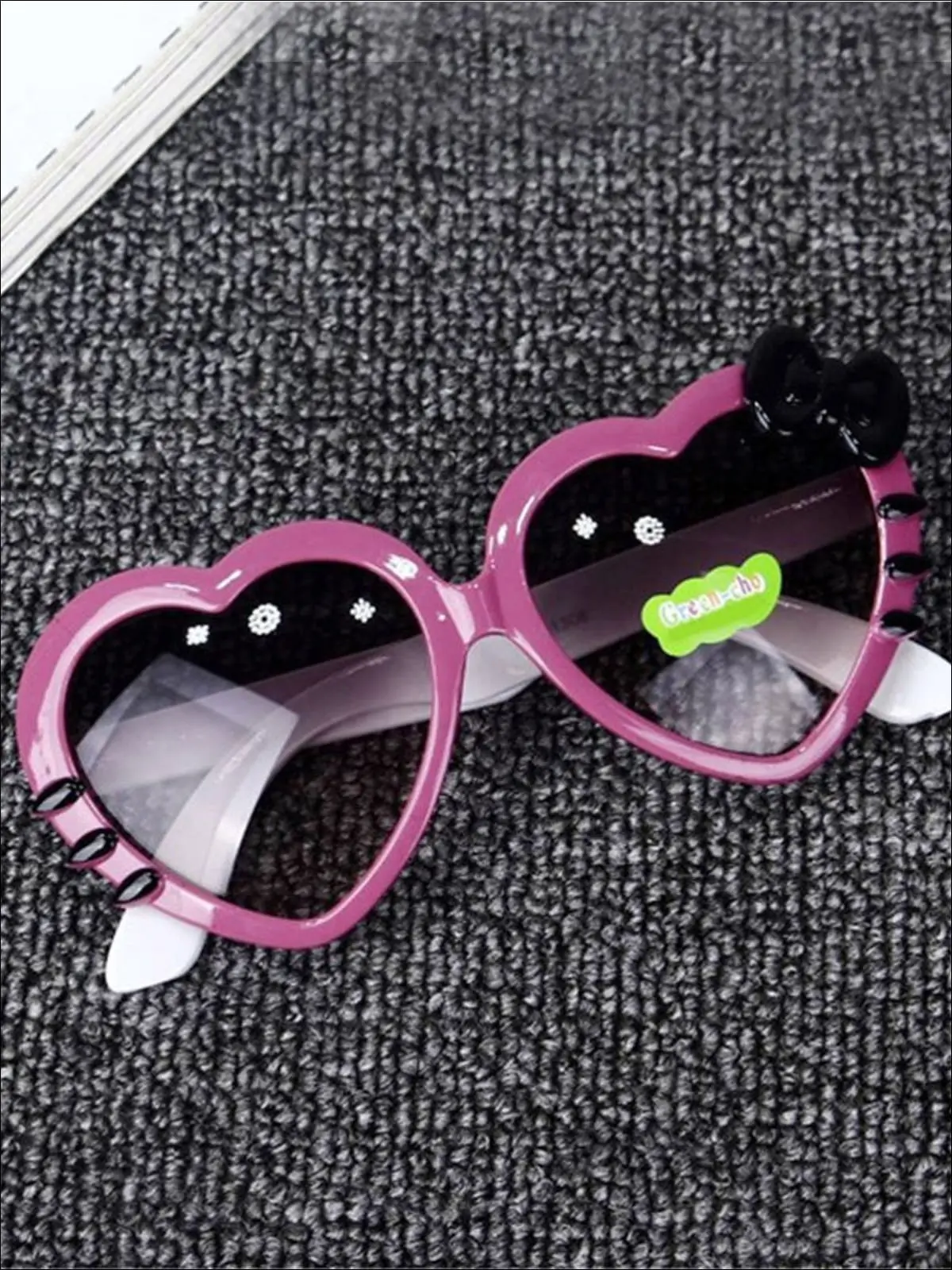 Girls Heart Shaped Sunglasses With Bow - Image 6
