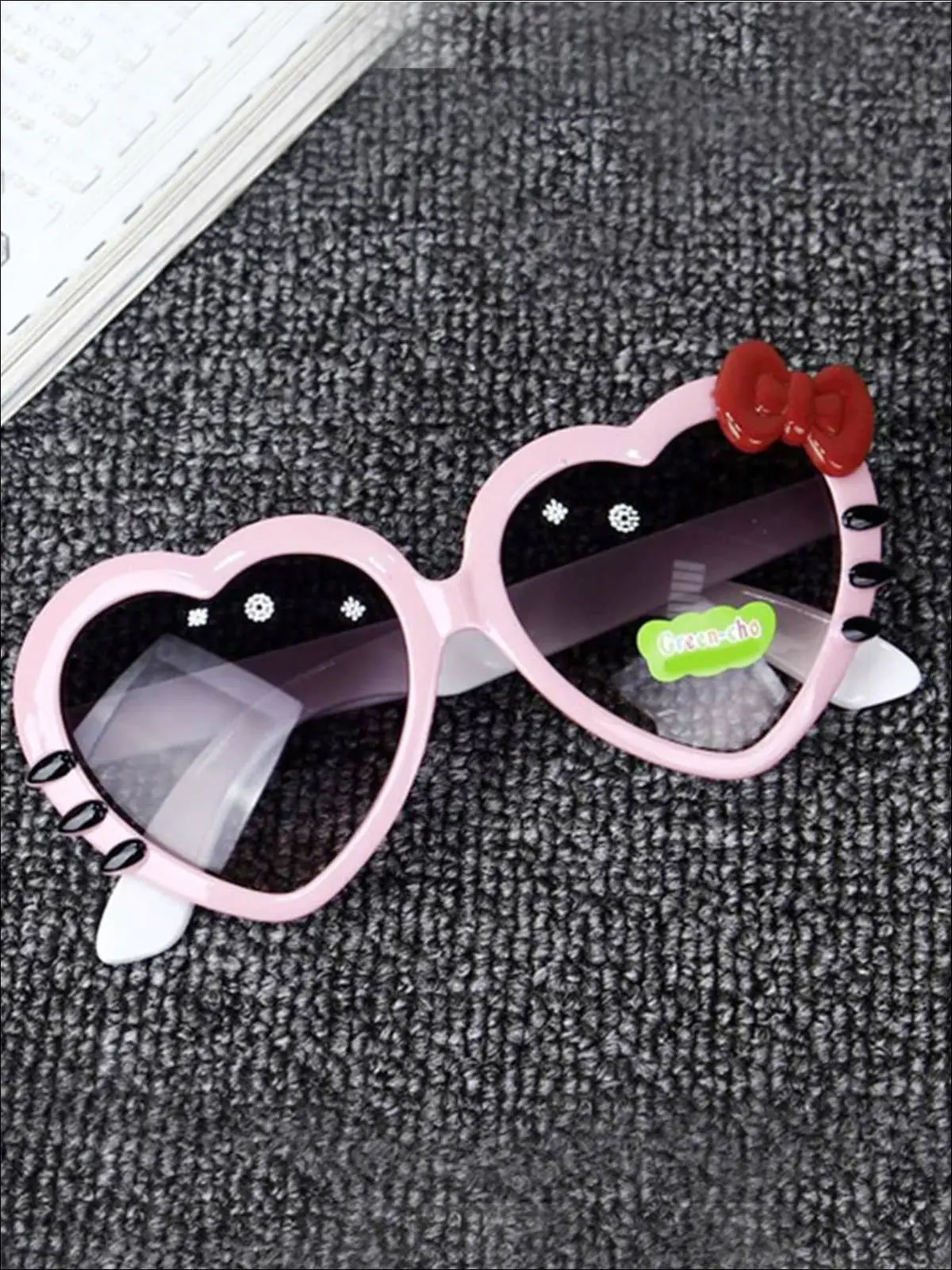 Girls Heart Shaped Sunglasses With Bow - Image 7