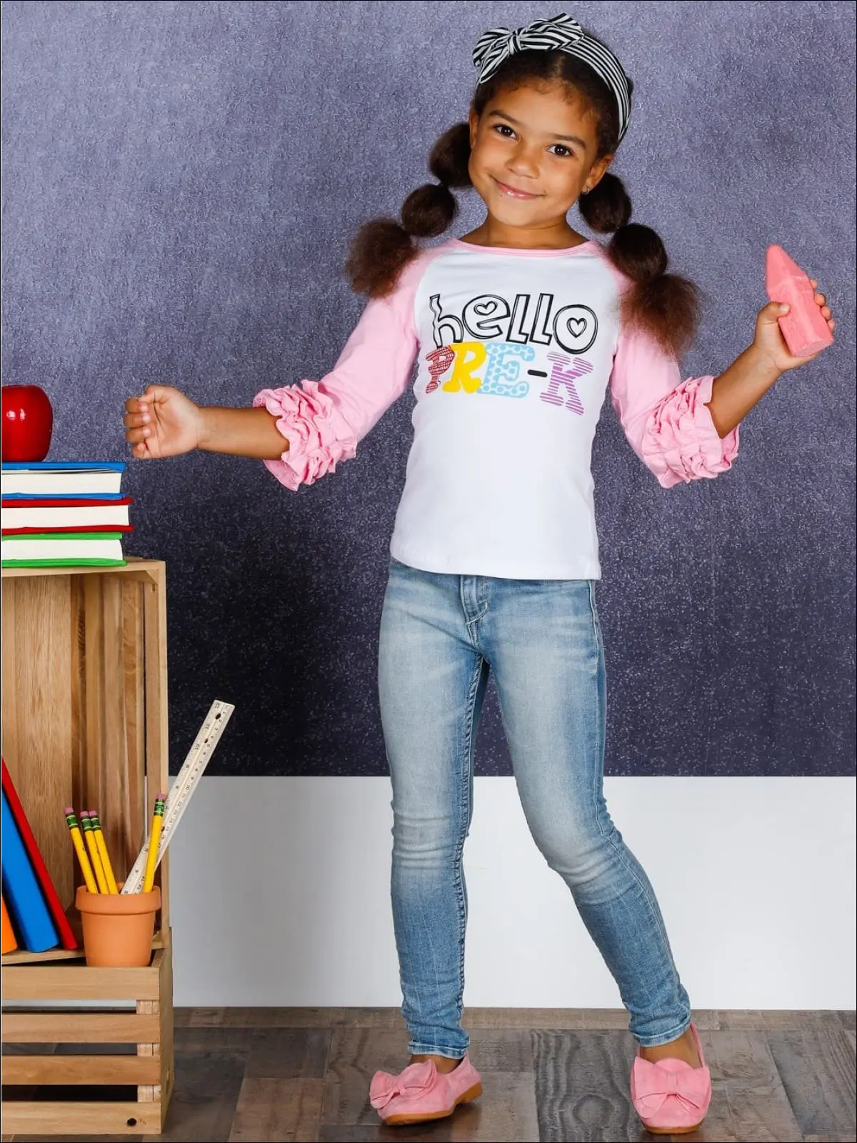 Hello Pre-K Ruffled Raglan Sleeve Top - Image 3