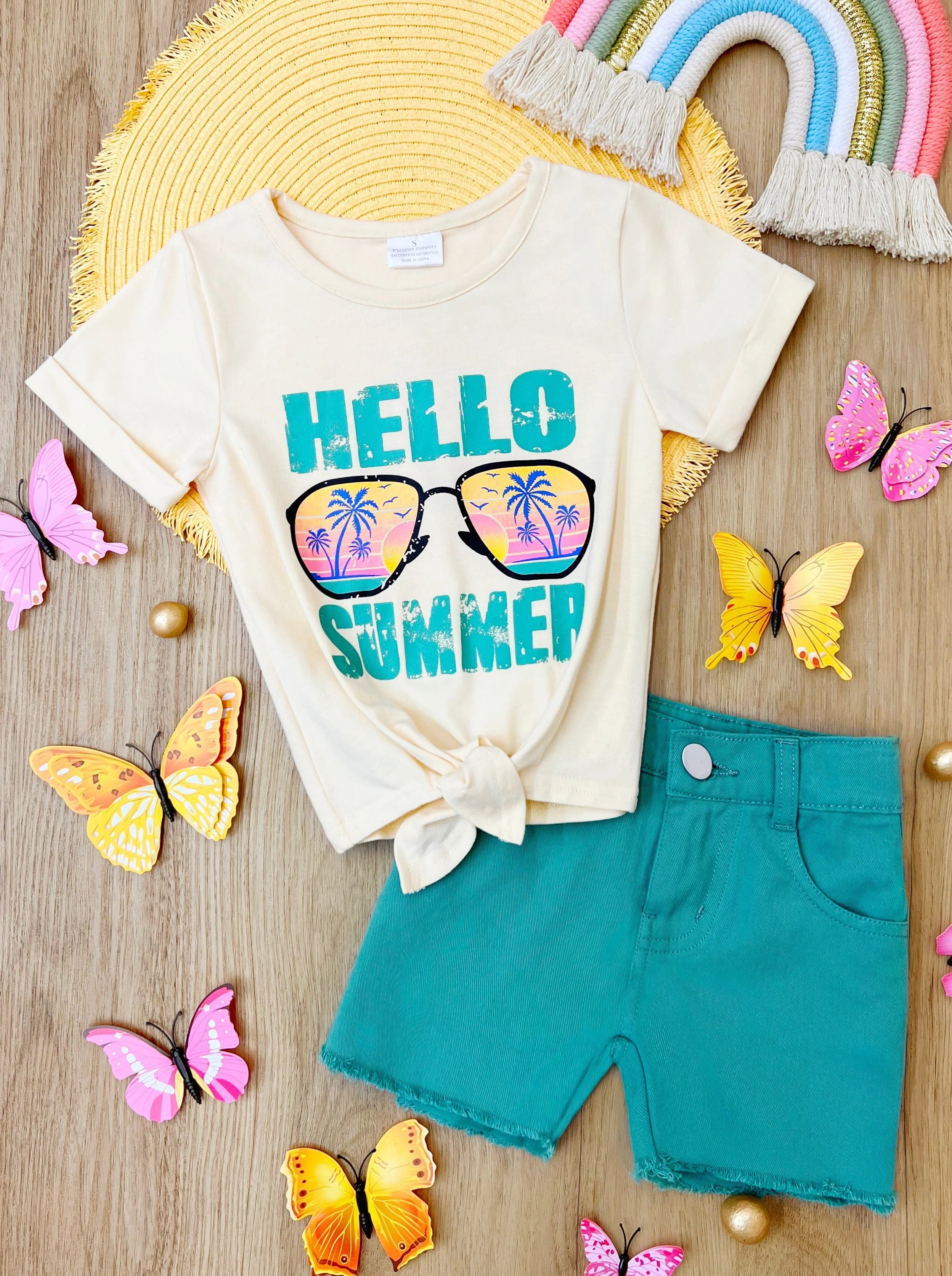 Hello Summer Denim Short Set - Image 2