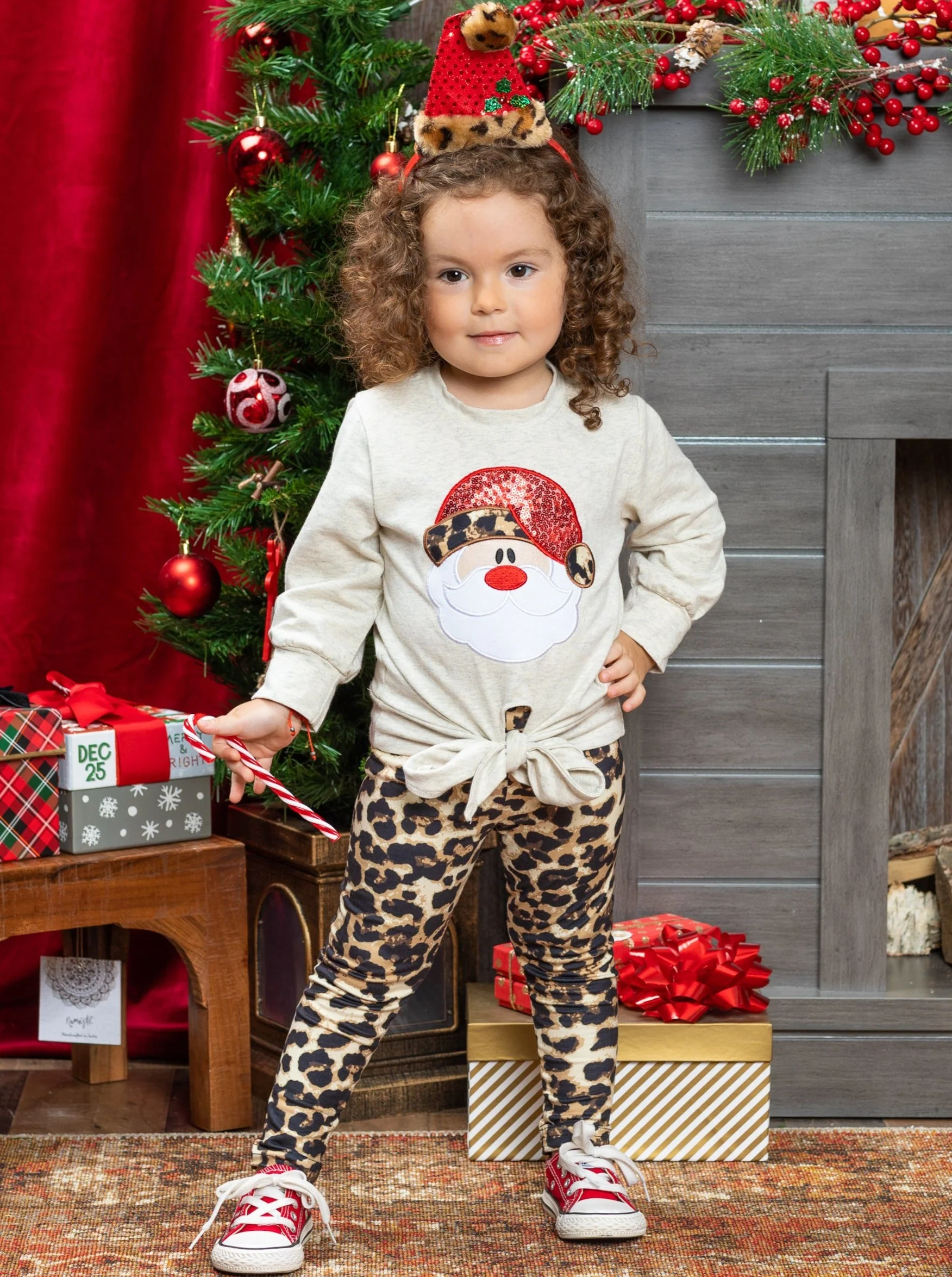 Here Comes Santa Leopard Legging Set - Image 2