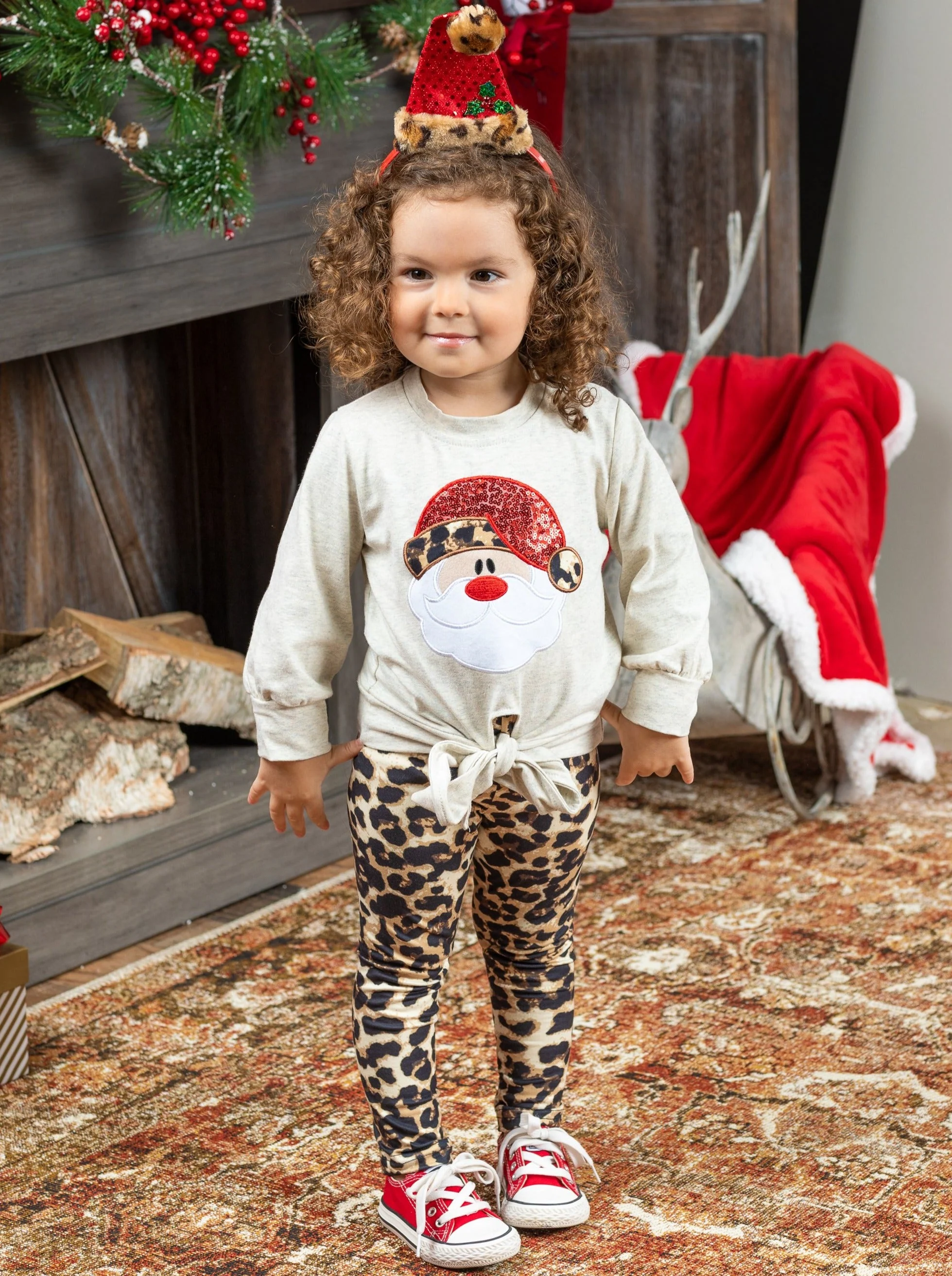 Here Comes Santa Leopard Legging Set - Image 3