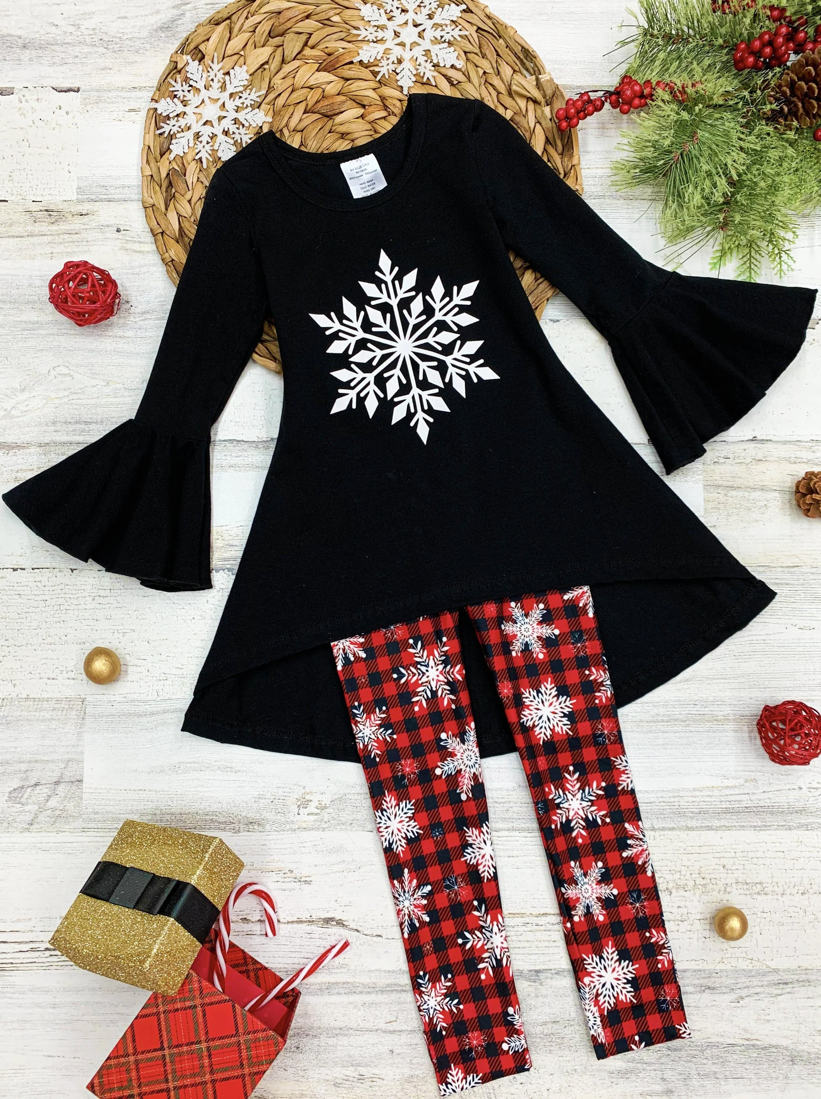 Sweet Snowflake Plaid Legging Set - Image 2