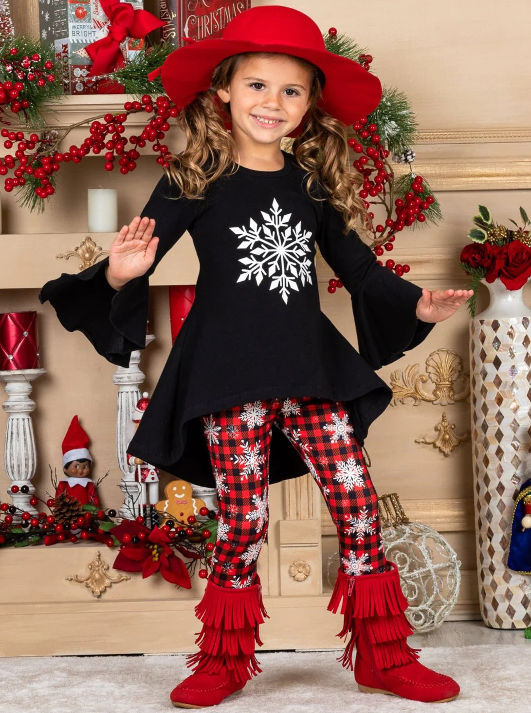 Sweet Snowflake Plaid Legging Set - Image 3