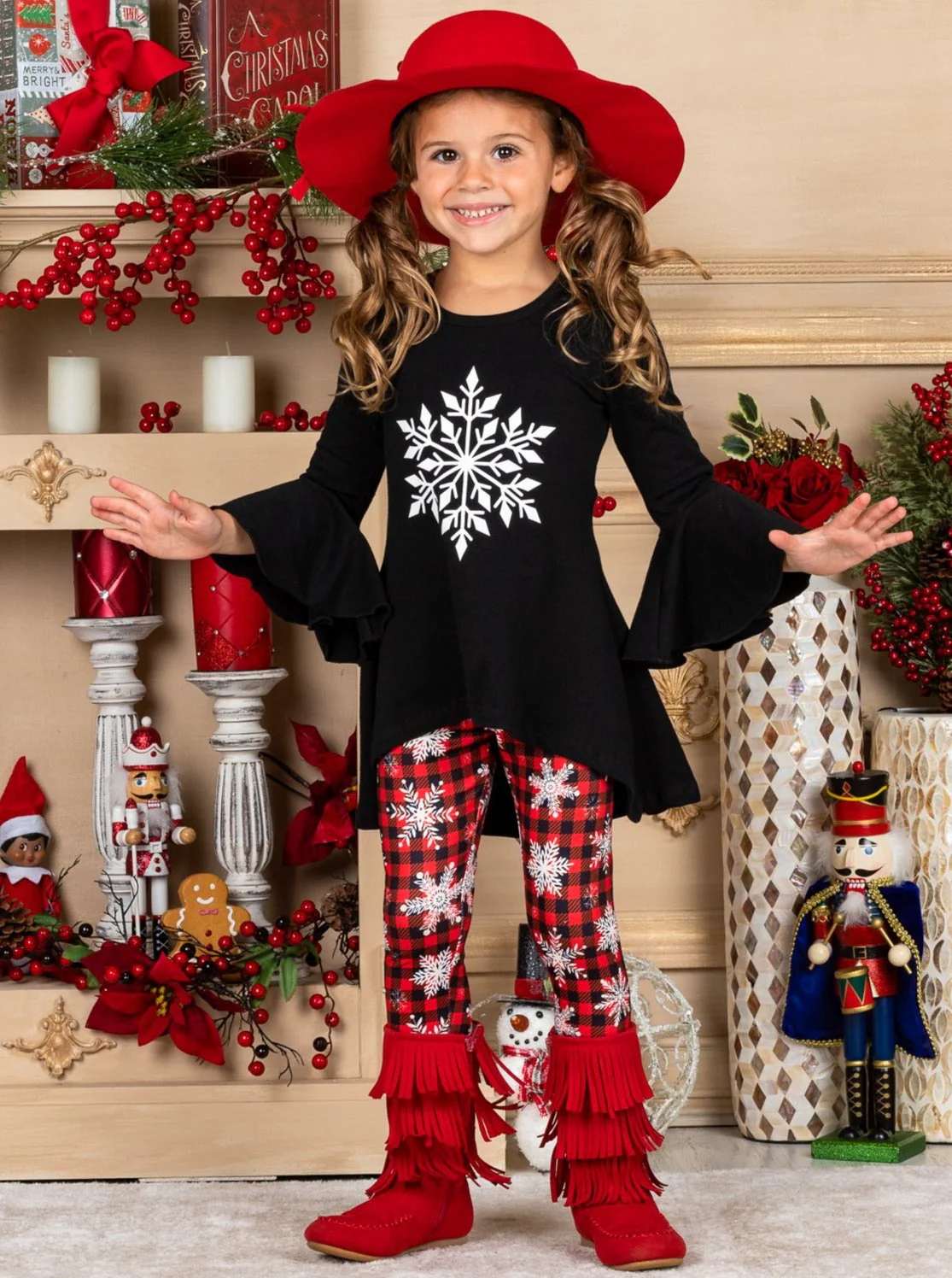 Sweet Snowflake Plaid Legging Set - Image 5