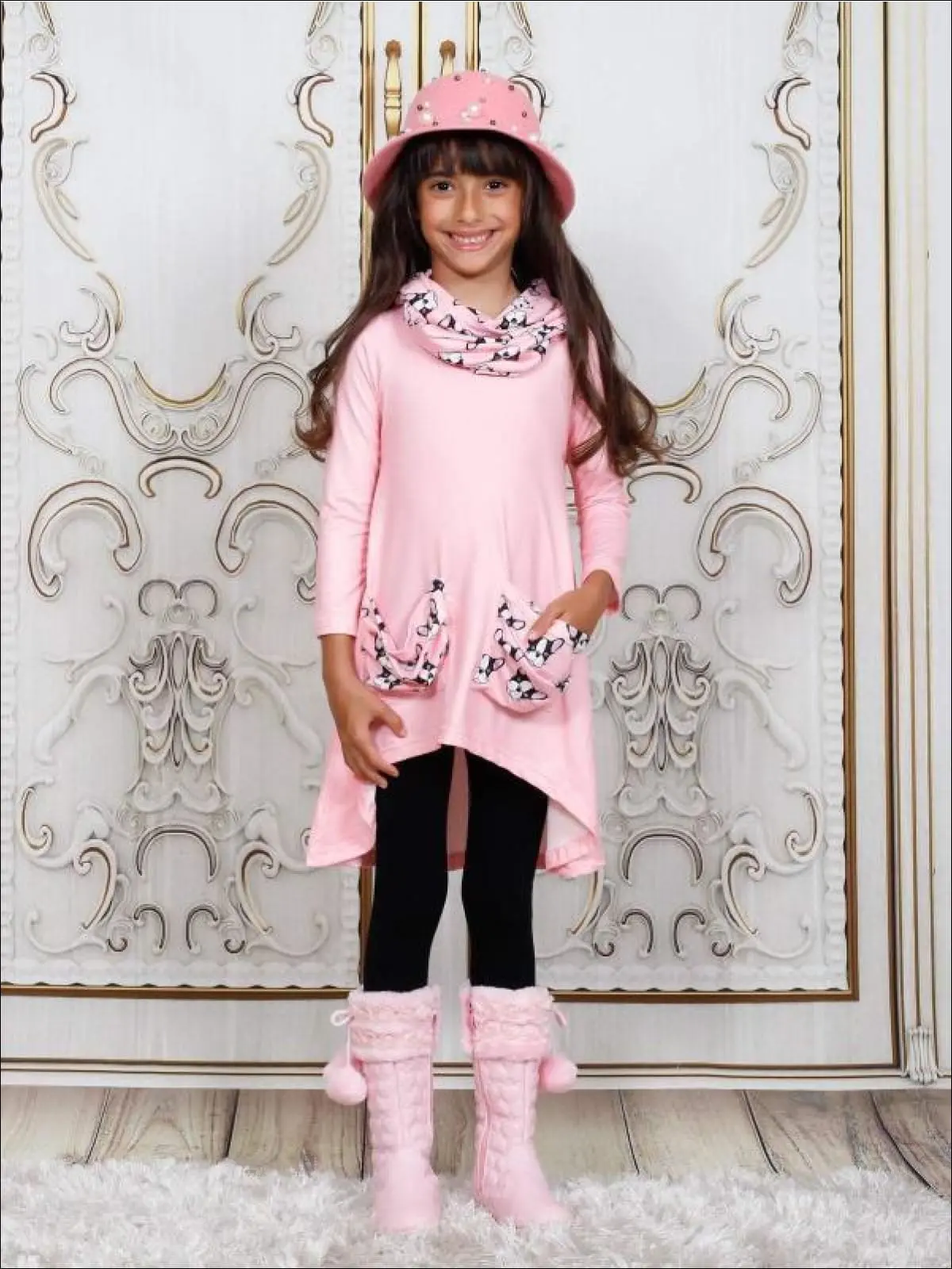 Furry Friends Slouch Pocket Tunic, Scarf and Legging Set - Image 3