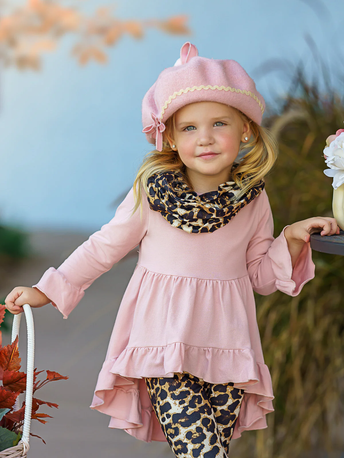 Pretty Pink Tunic, Leopard Legging And Scarf Set - Image 4
