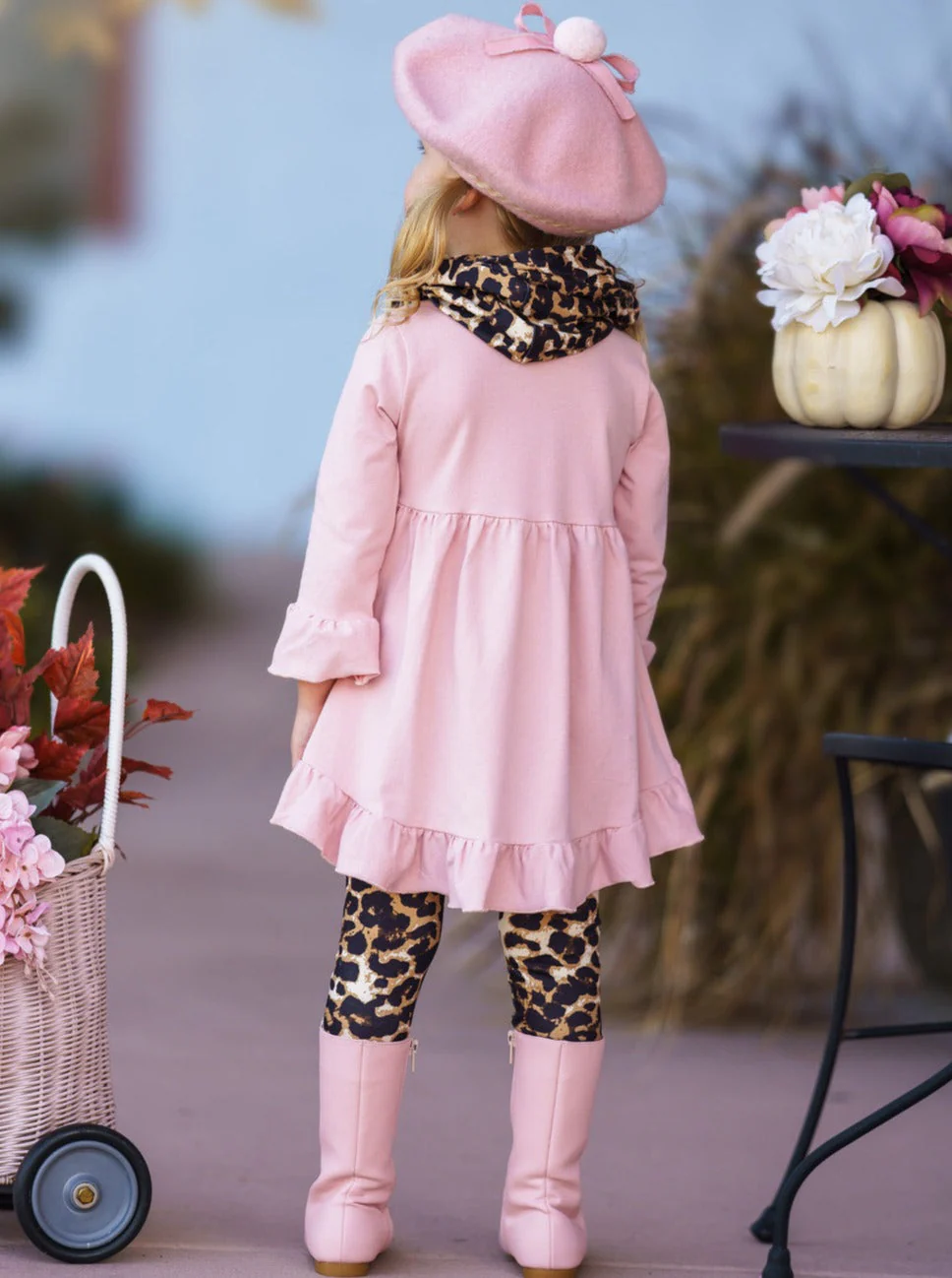 Pretty Pink Tunic, Leopard Legging And Scarf Set - Image 6