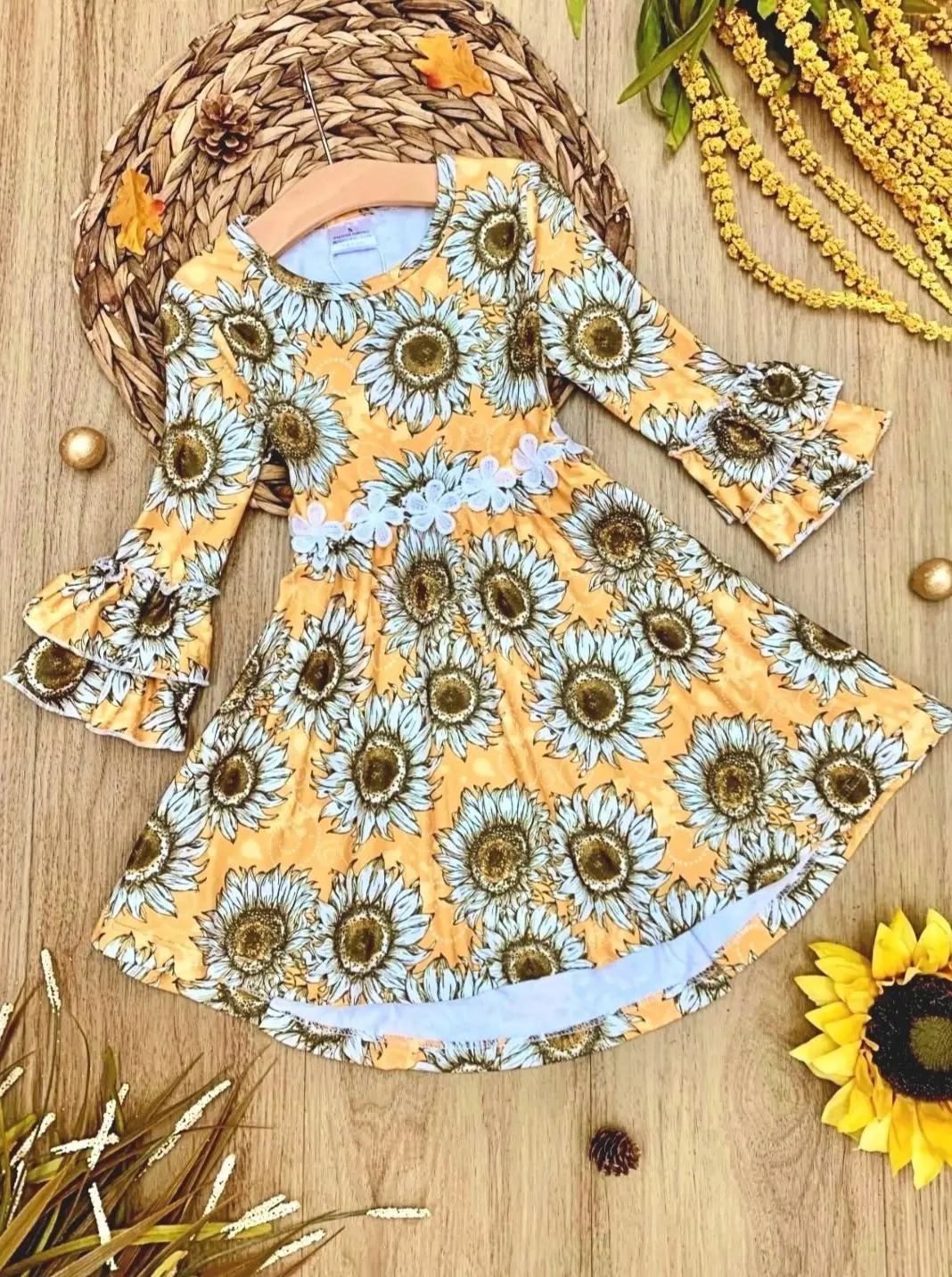 60s Chic Hi-Lo Sunflower Dress - Image 3