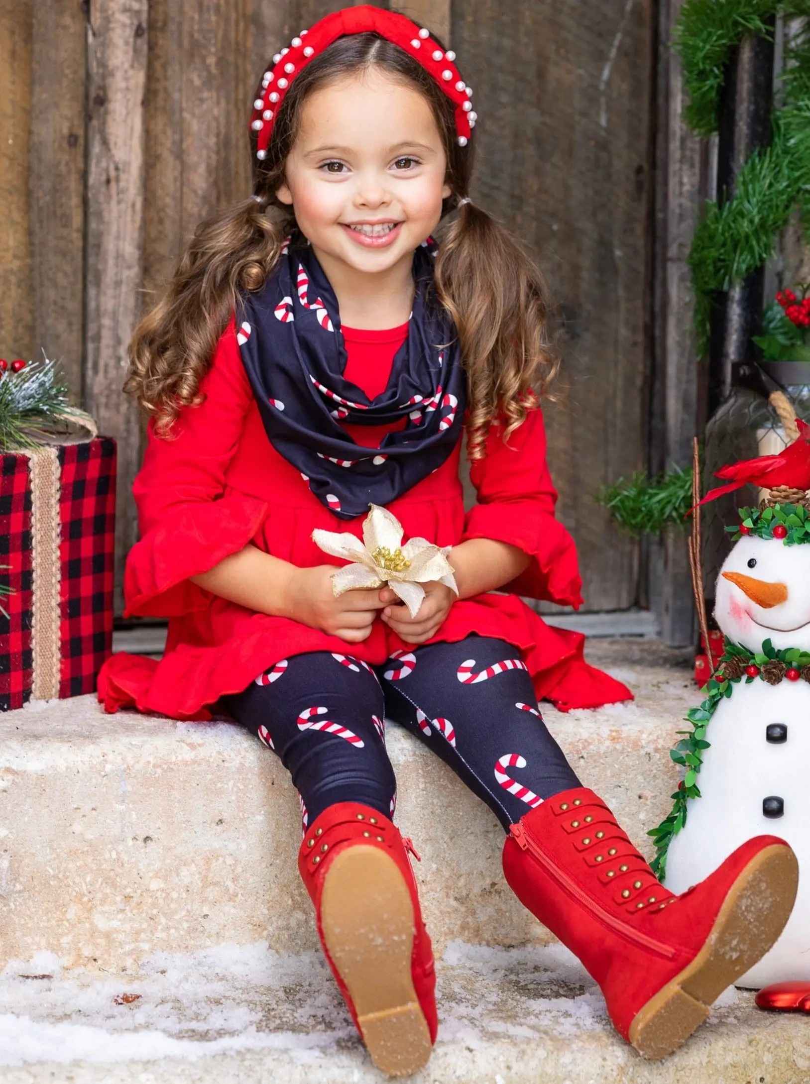 Candy Cane Cutie Tunic, Scarf, and Legging Set - Image 4