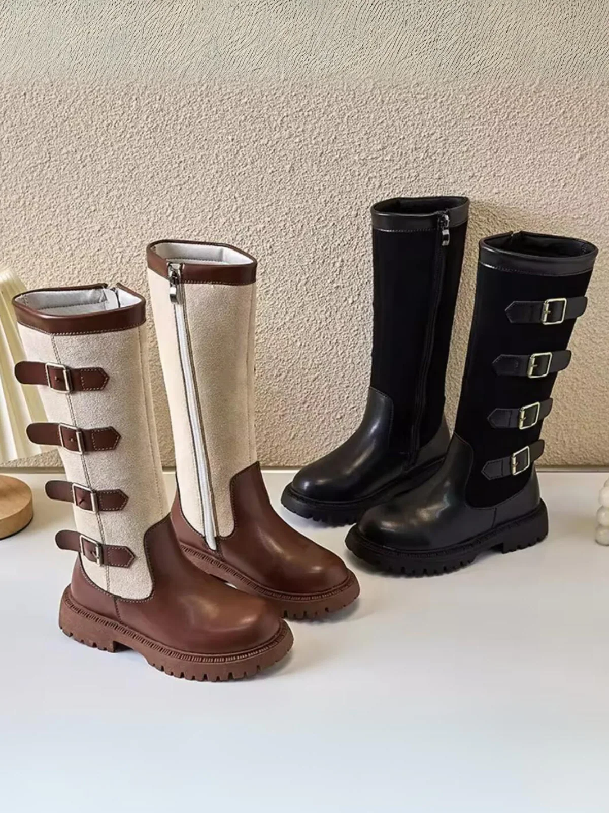 Girls Belted Mid-Calf Riding Boots By Liv and Mia - Image 2