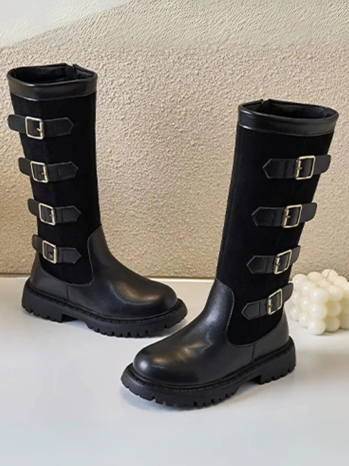 Girls Belted Mid-Calf Riding Boots By Liv and Mia - Image 4