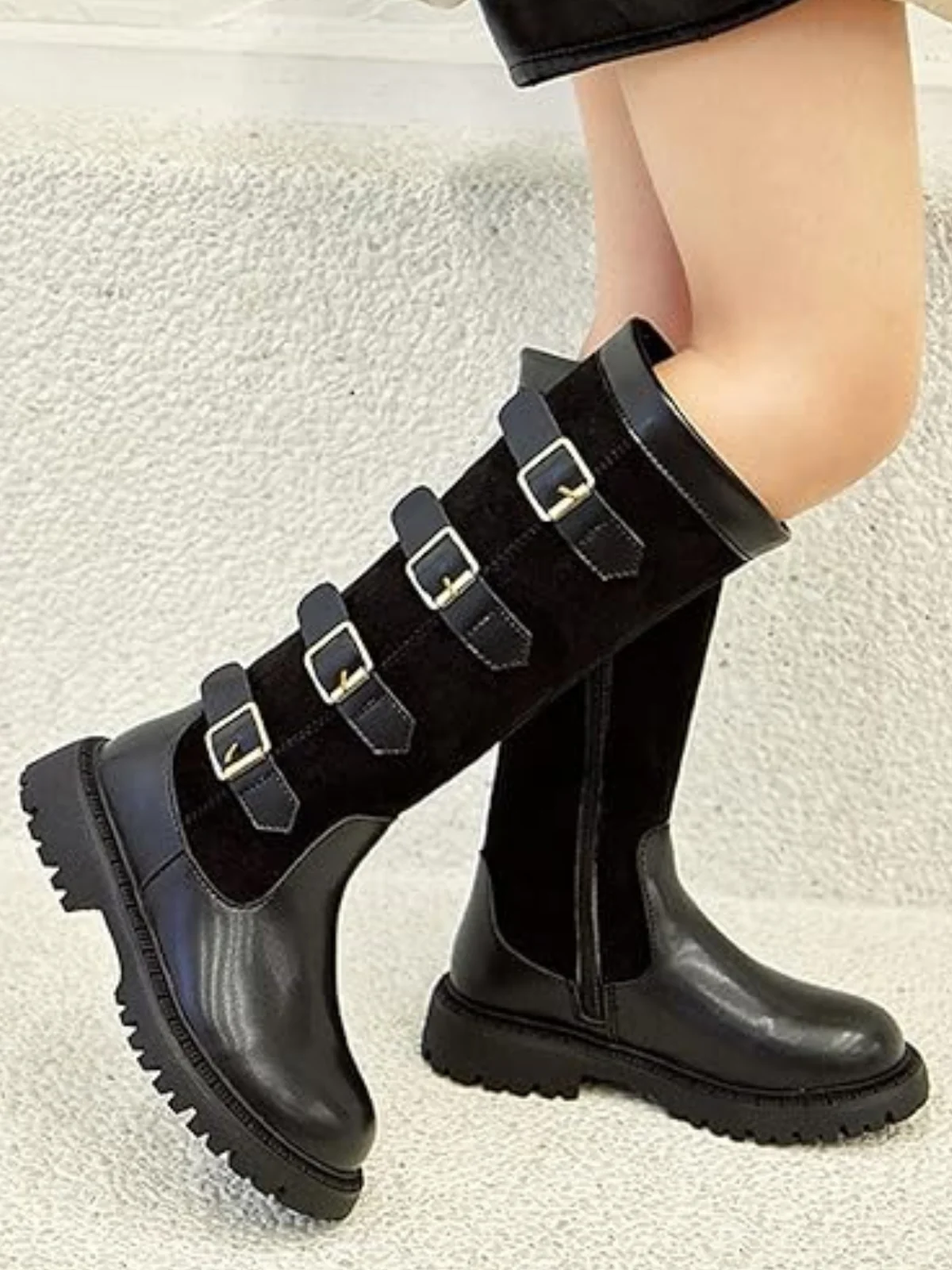 Girls Belted Mid-Calf Riding Boots By Liv and Mia - Image 6