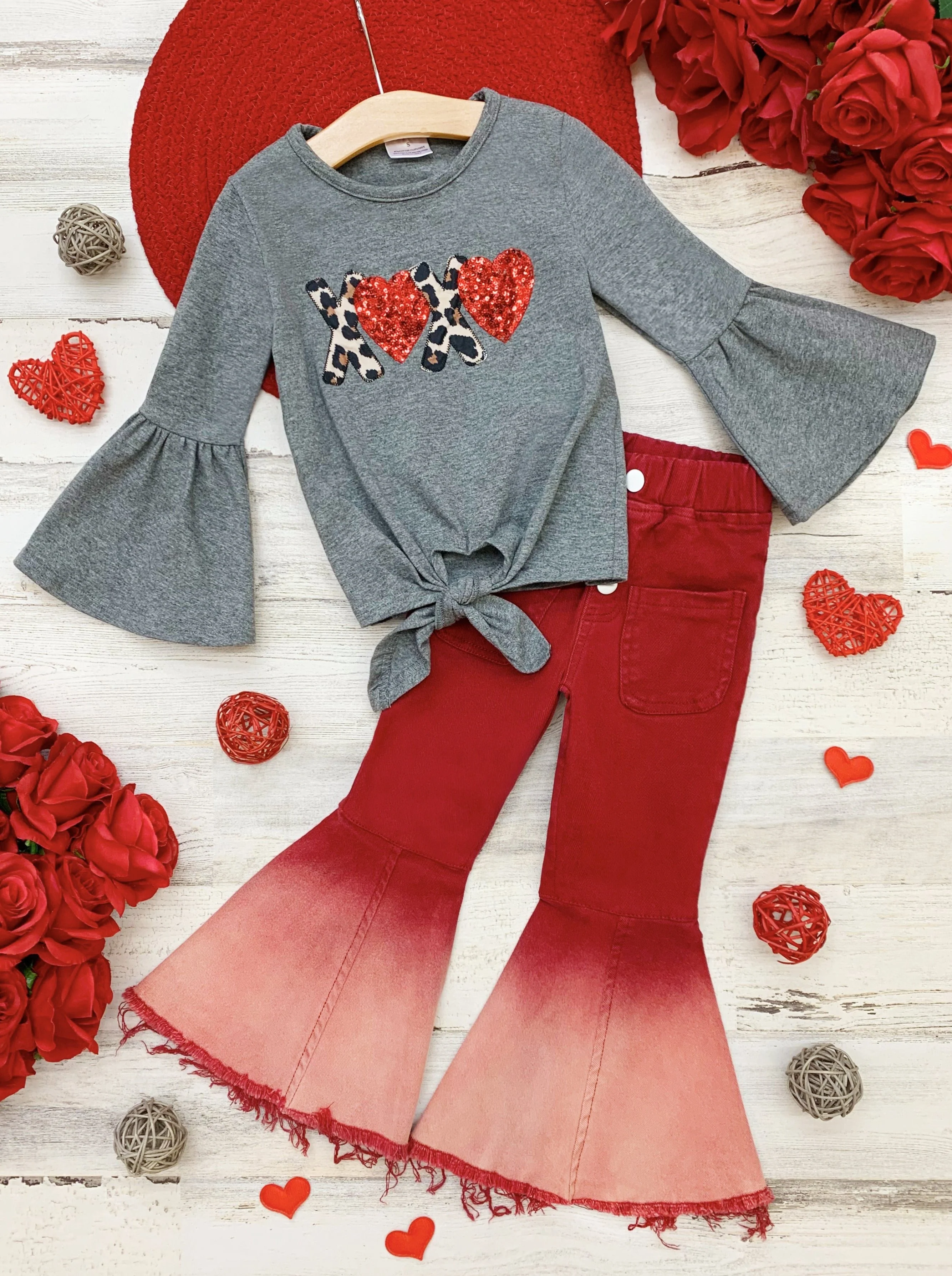 Hugs and Kittens Bell Bottom Denim Set - Image 2