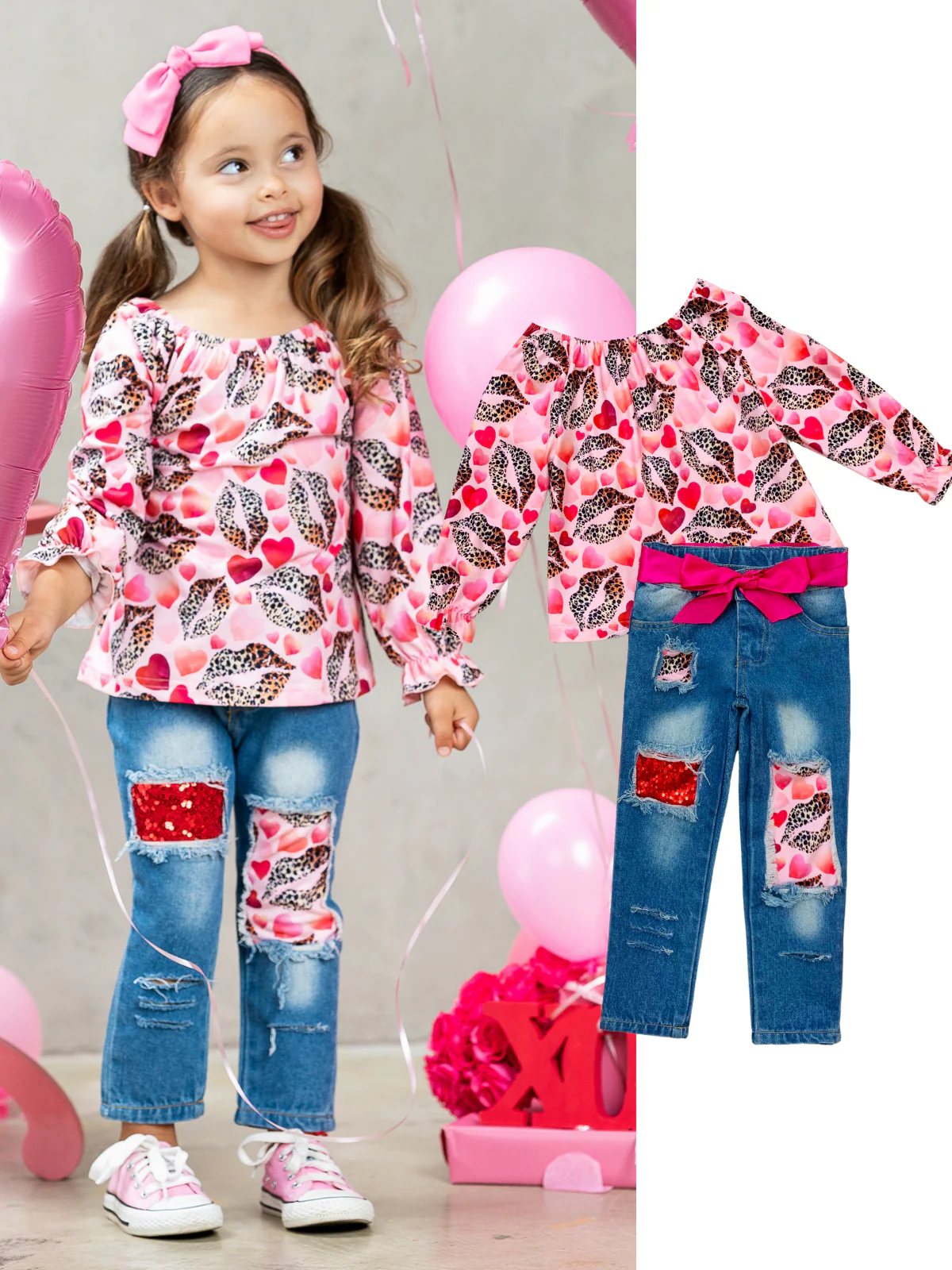 I Heart You Patched Denim Set - Image 11