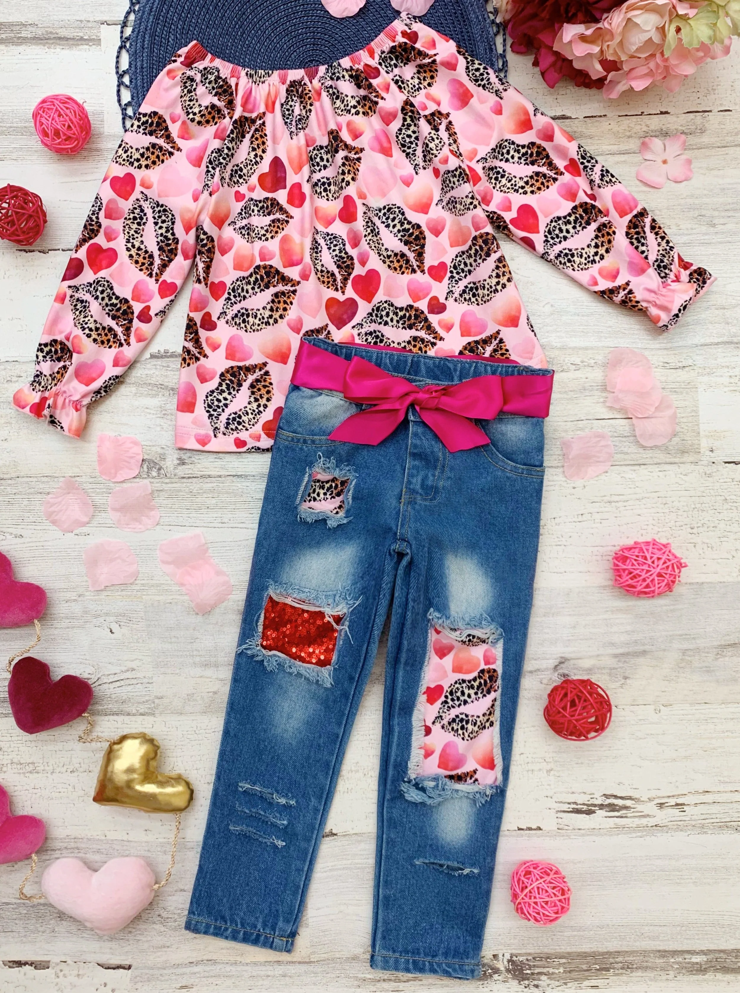 I Heart You Patched Denim Set - Image 4