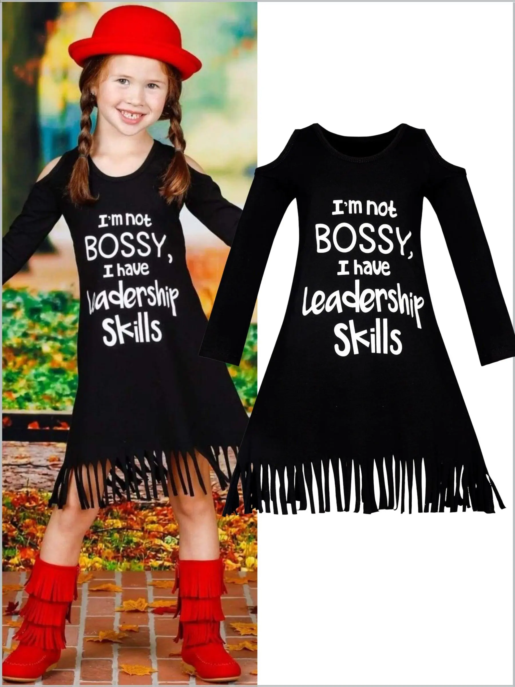 I Have Leadership Skills Fringe Dress - Image 5