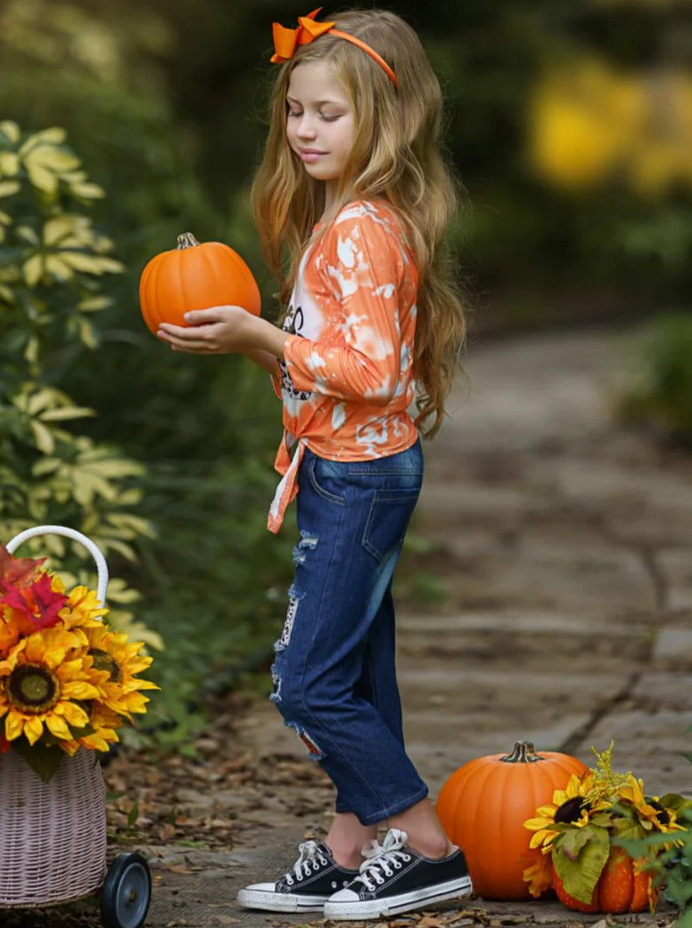 It's Pumpkin Season Patched Jeans Set - Image 6