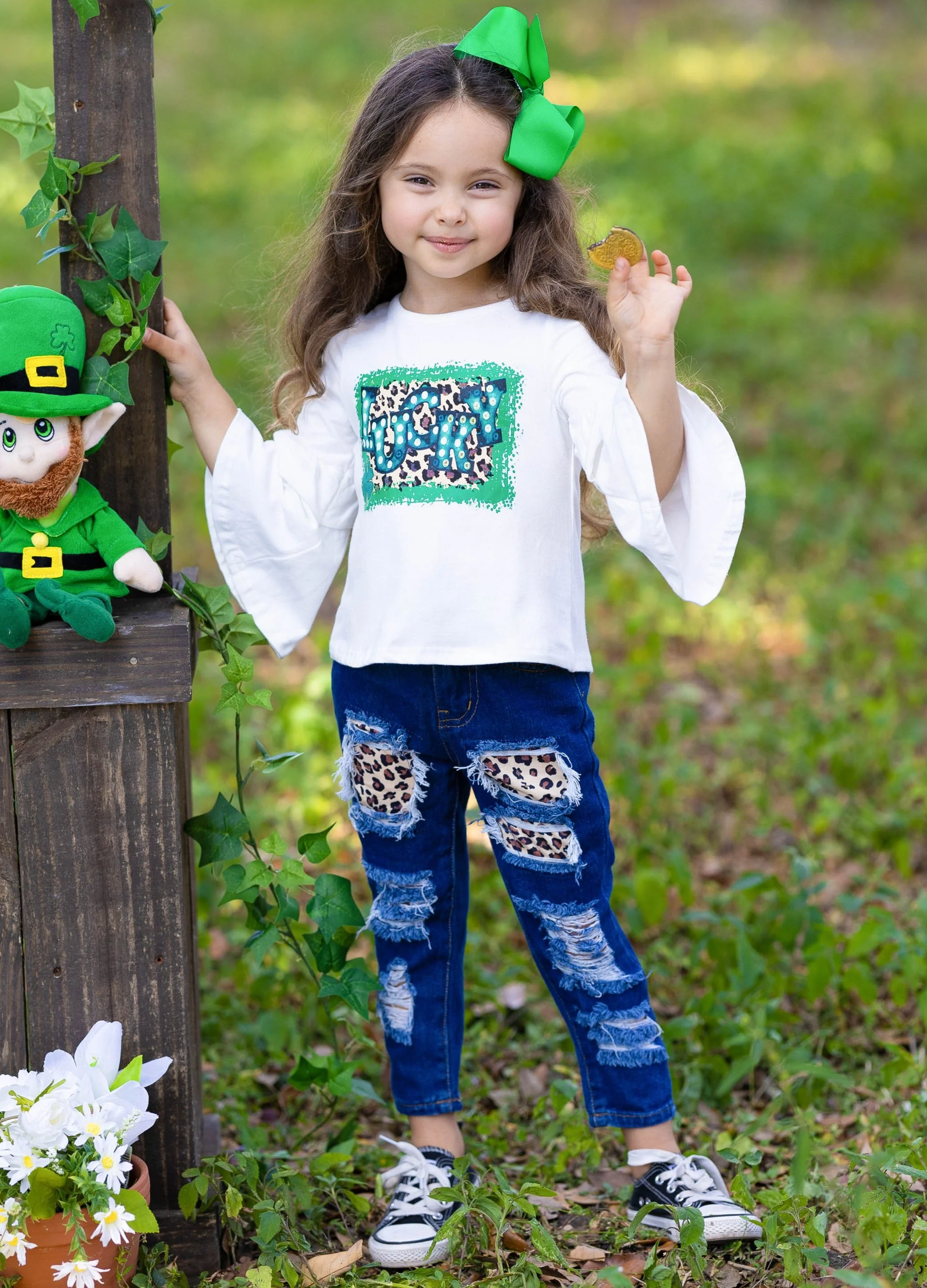 Stay Lucky Patched Jeans Set - Image 2