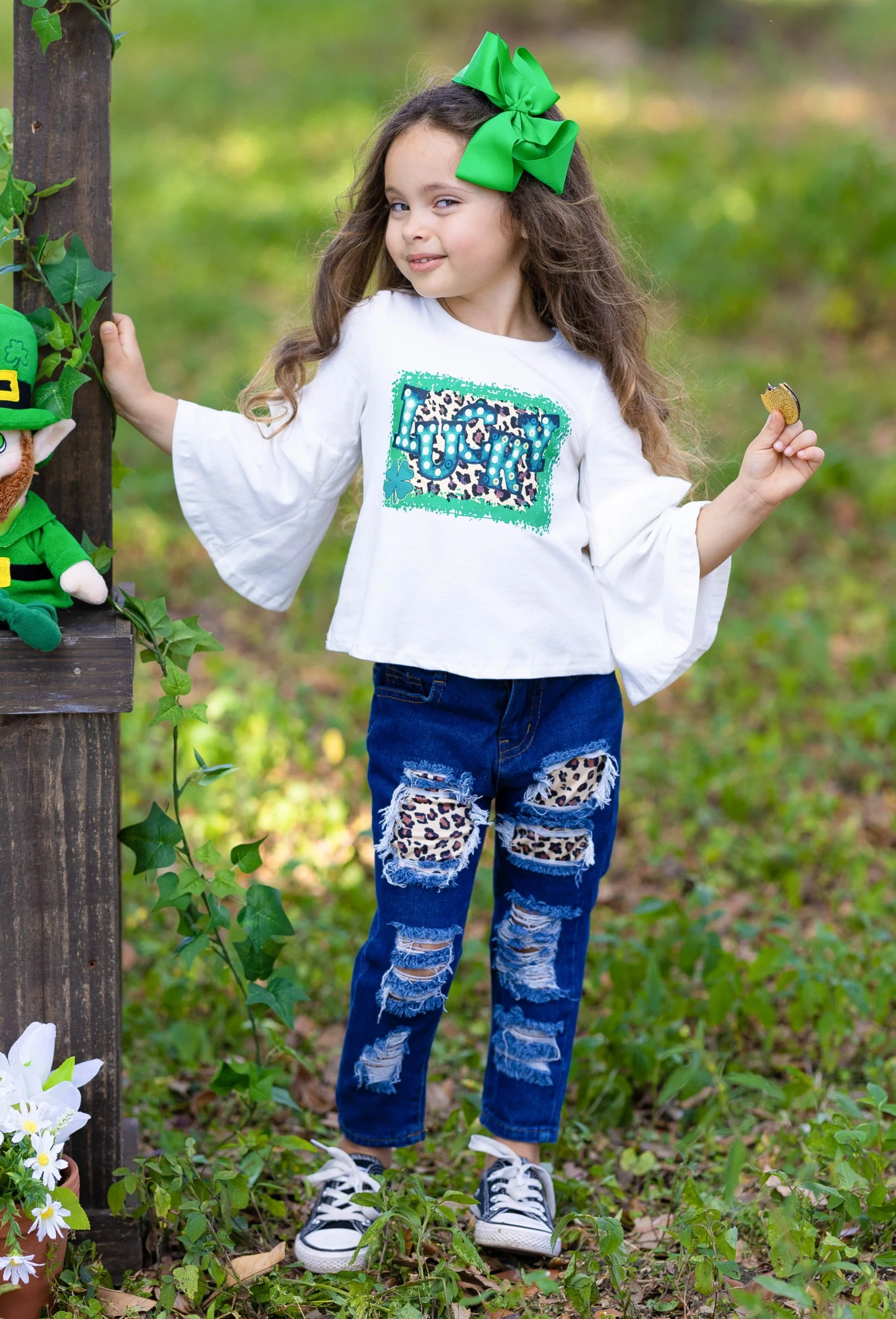 Stay Lucky Patched Jeans Set - Image 5
