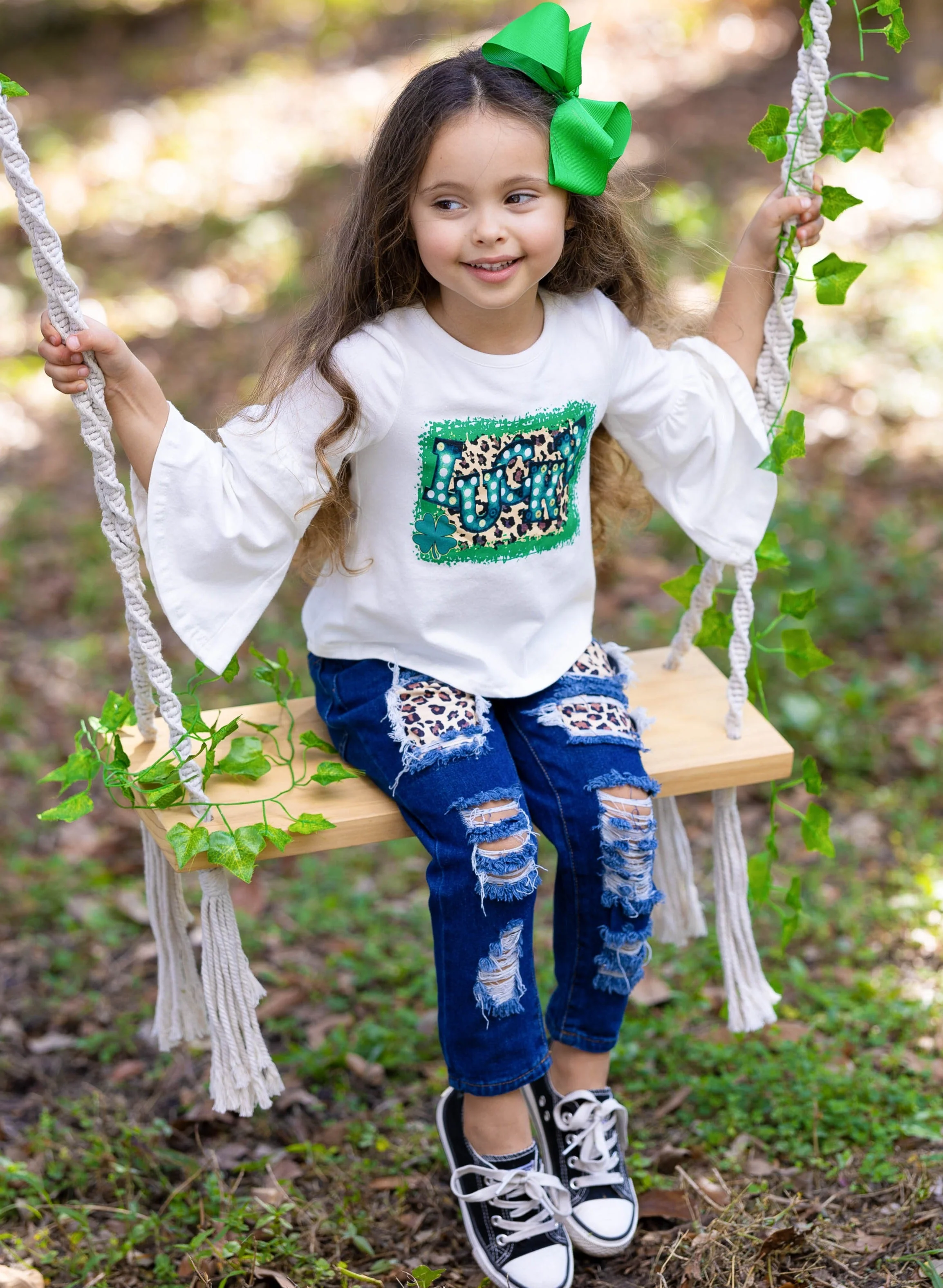 Stay Lucky Patched Jeans Set - Image 6