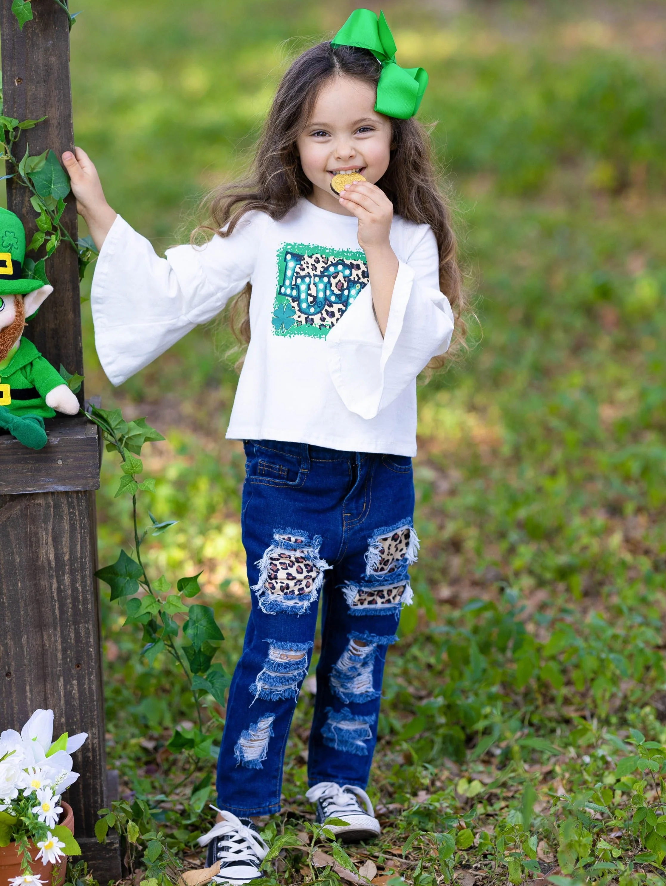 Stay Lucky Patched Jeans Set - Image 7