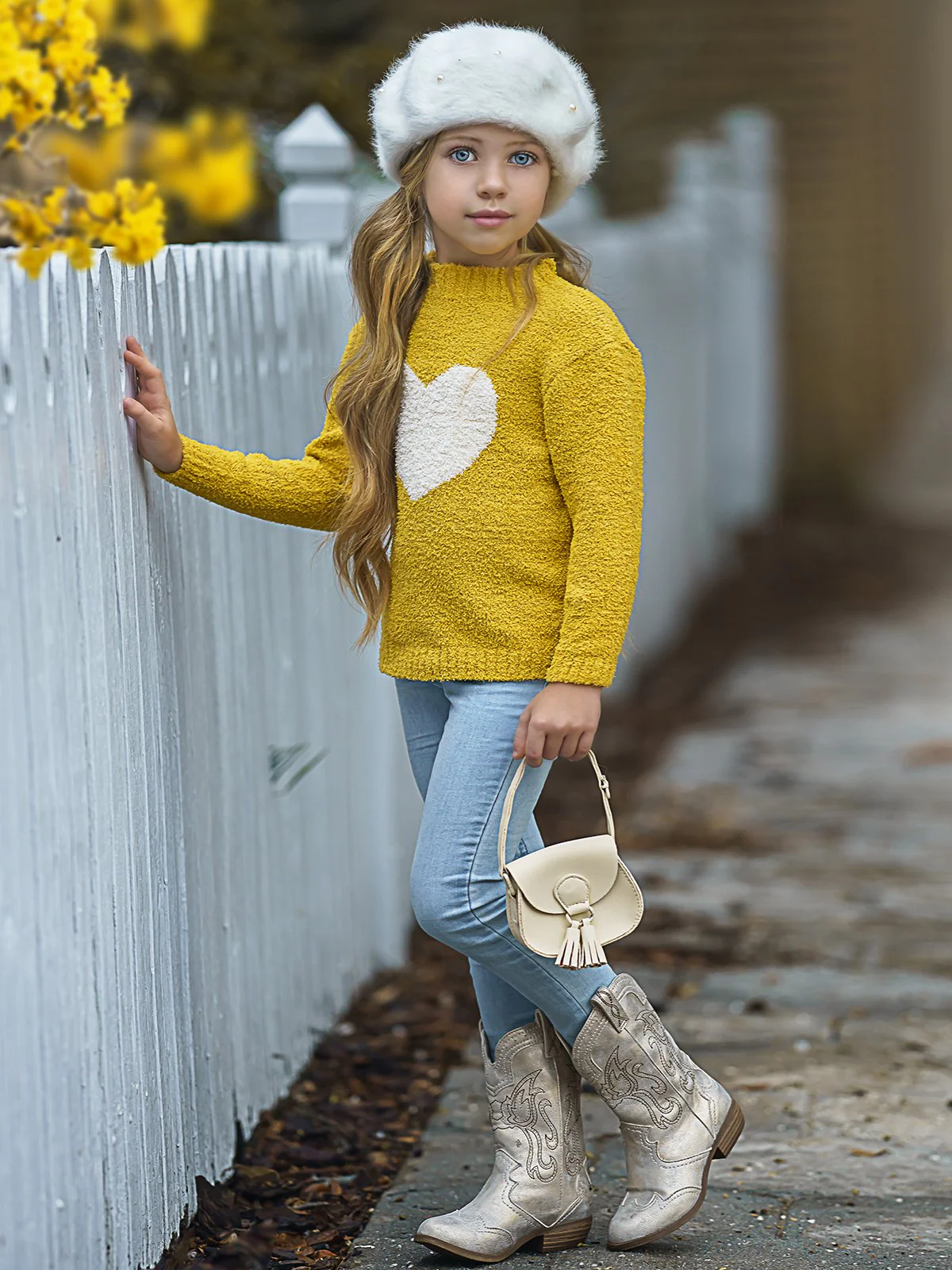 Keep Her Heart Close Yellow Fuzzy Sweater - Image 2