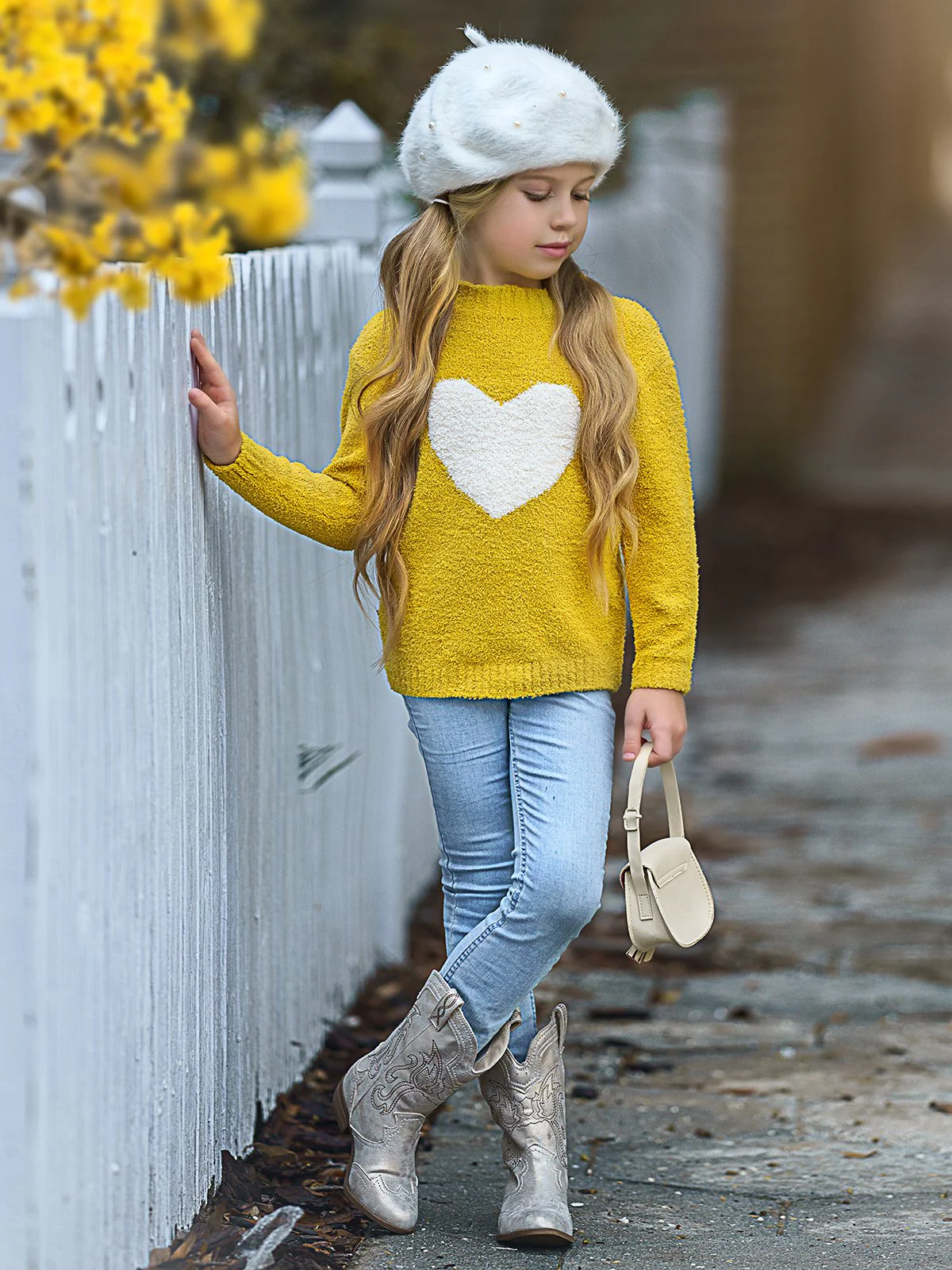 Keep Her Heart Close Yellow Fuzzy Sweater - Image 4