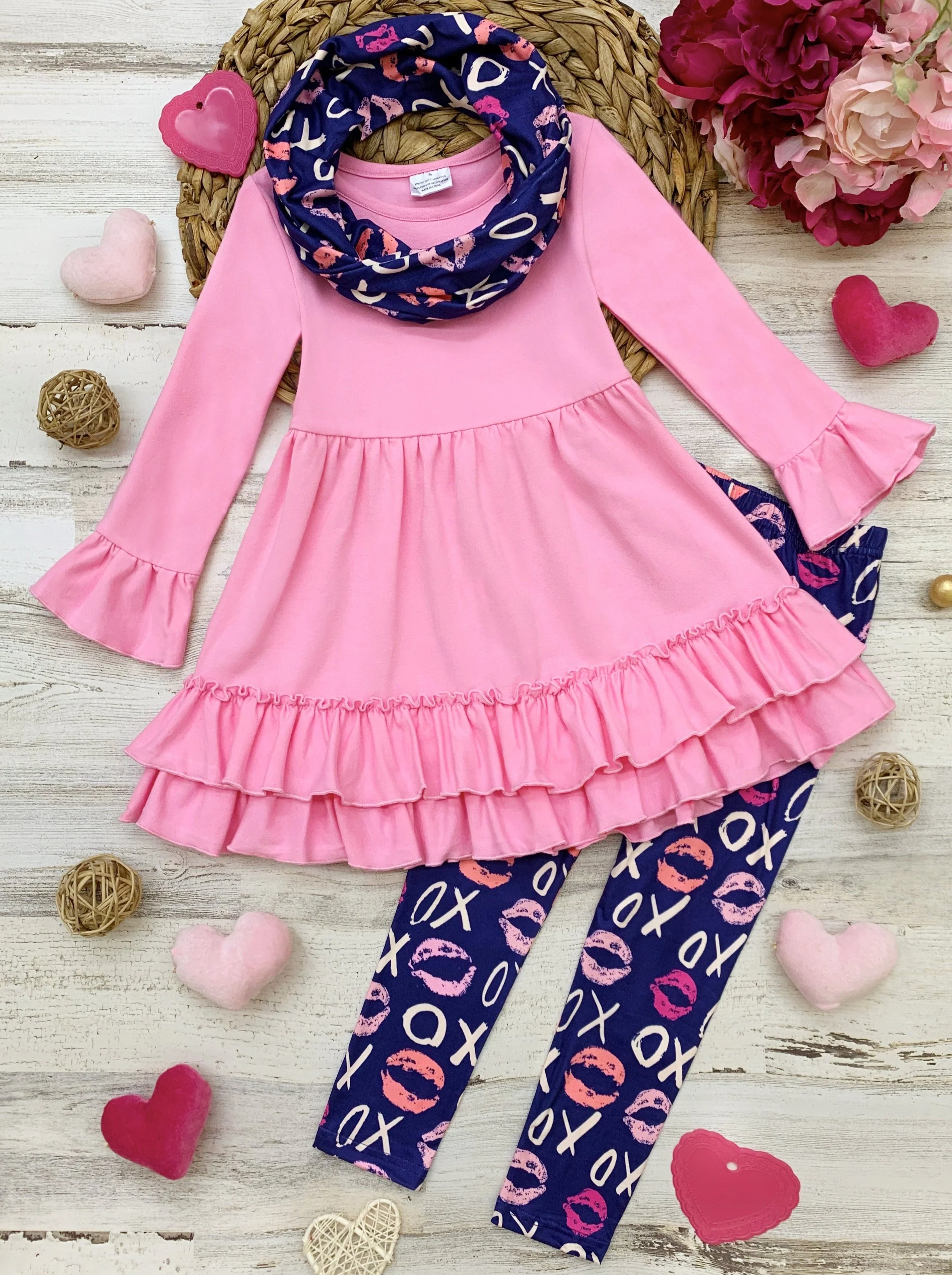Valentine Kisses Tunic, Scarf and Legging Set - Image 3