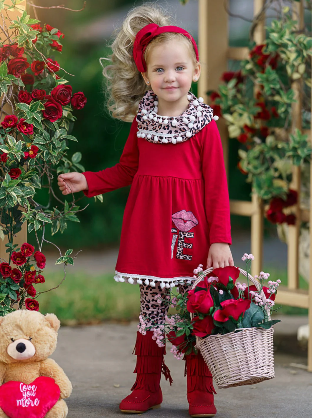 Kissy Face Tunic, Scarf and Legging Set - Image 3