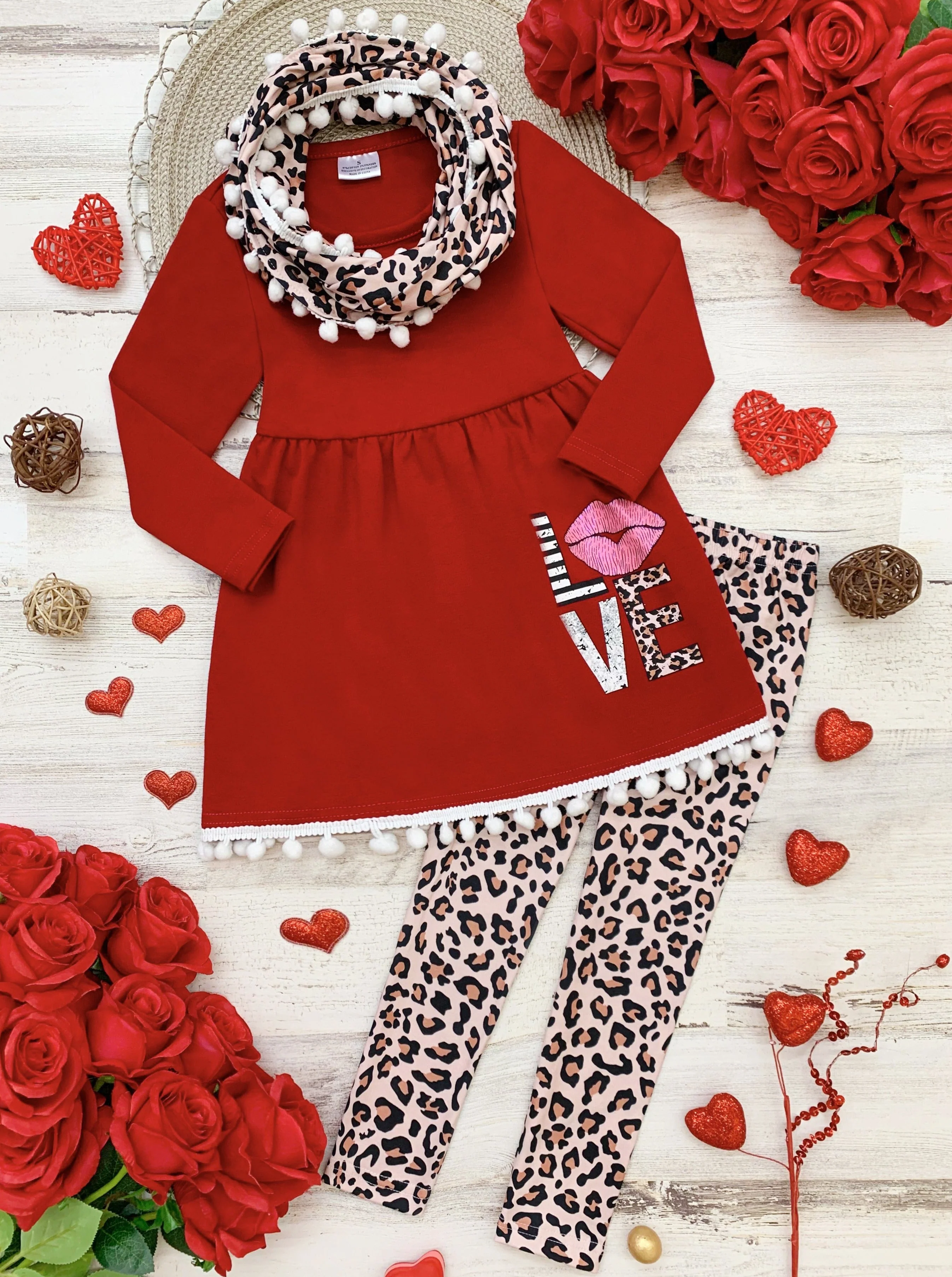 Kissy Face Tunic, Scarf and Legging Set - Image 4