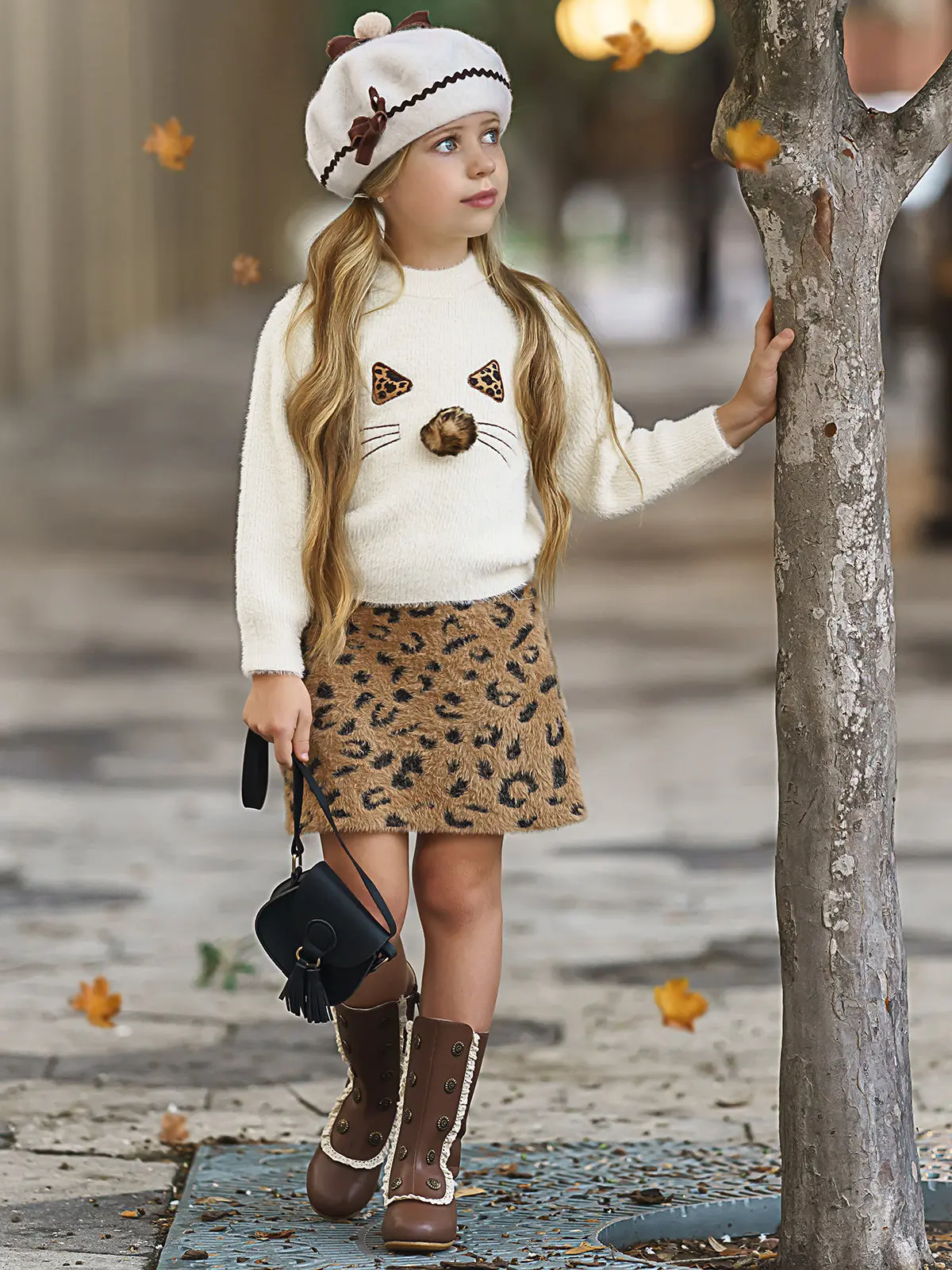 Feline Fierce Sweater and Leopard Skirt Set - Image 2