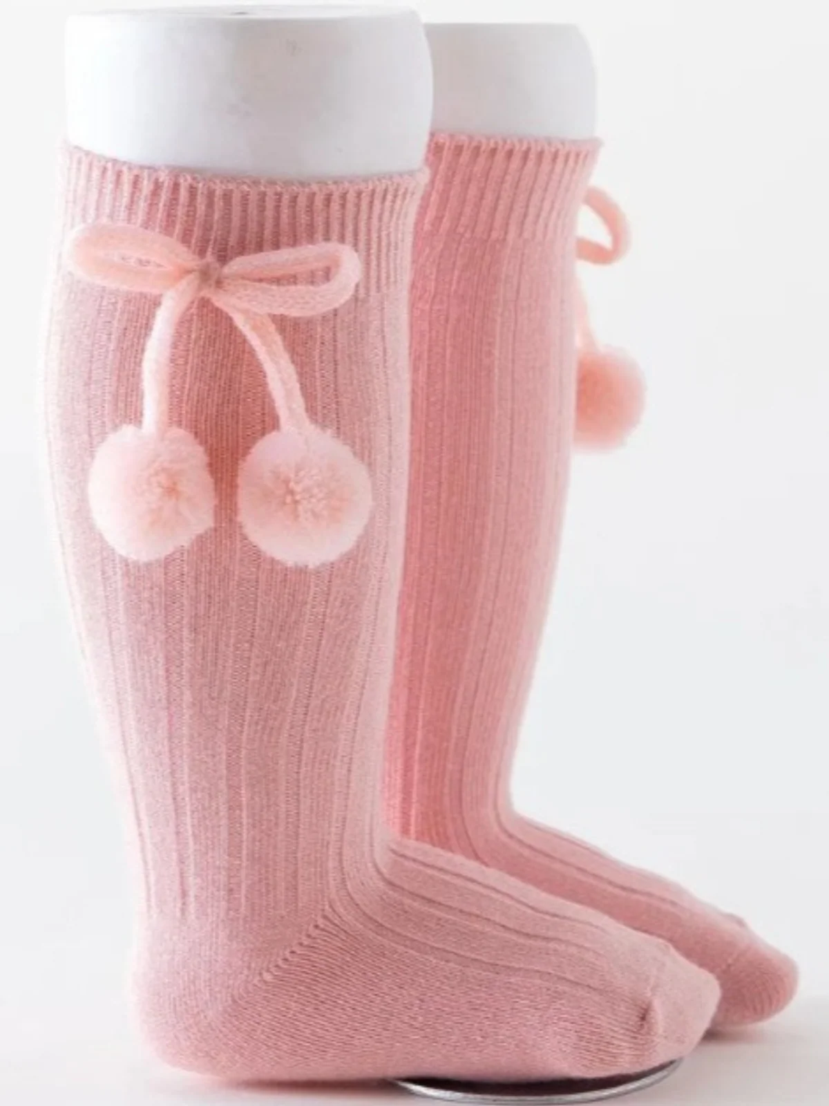 Girls' Knee High Bow Pom Pom Socks - Image 6