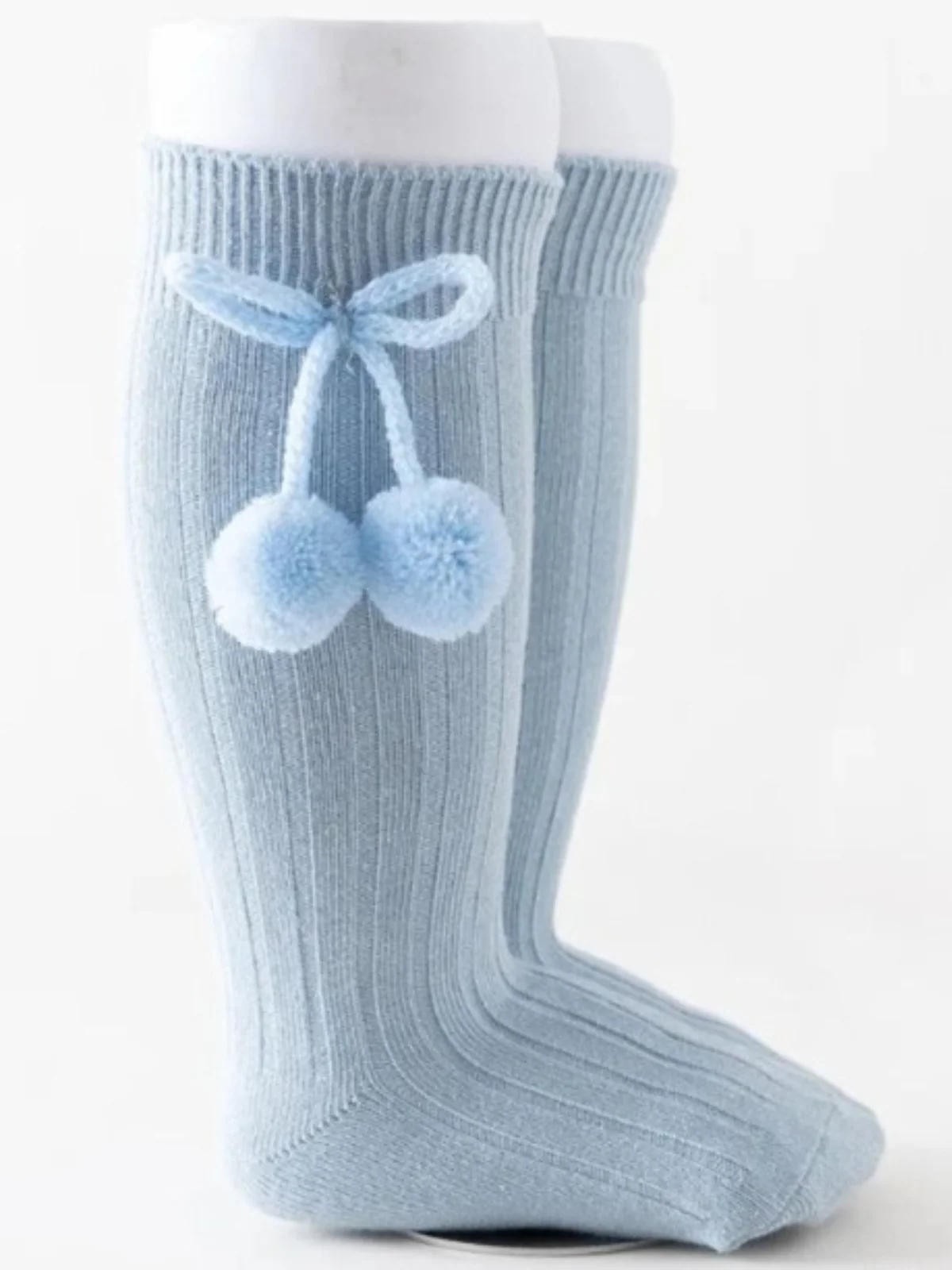 Girls' Knee High Bow Pom Pom Socks - Image 9