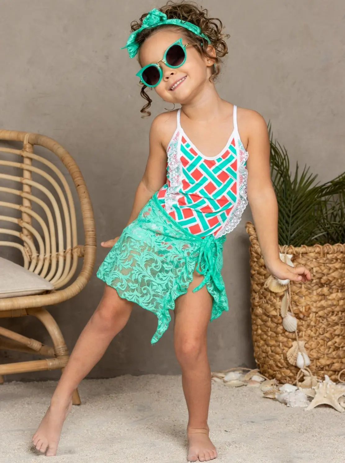 Lace Cover Up and Bow Headband Set - Image 6