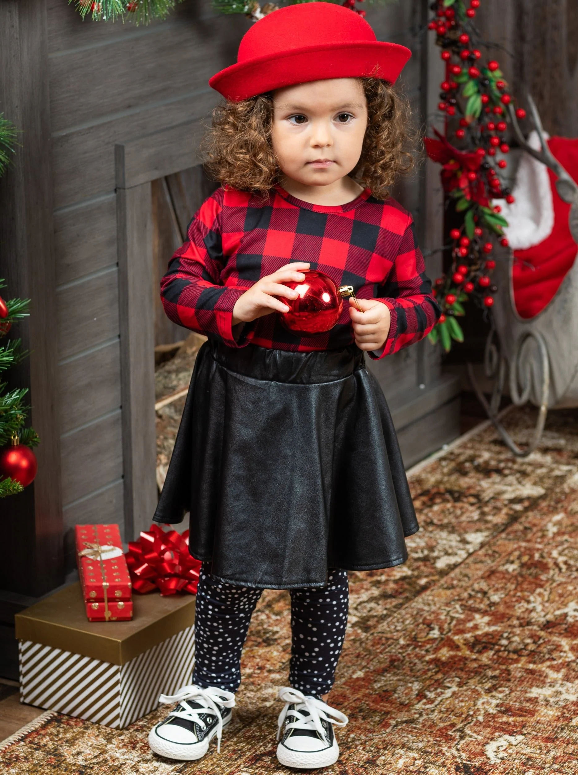 Spotted In Plaid Top, Skirt and Legging Set - Image 5
