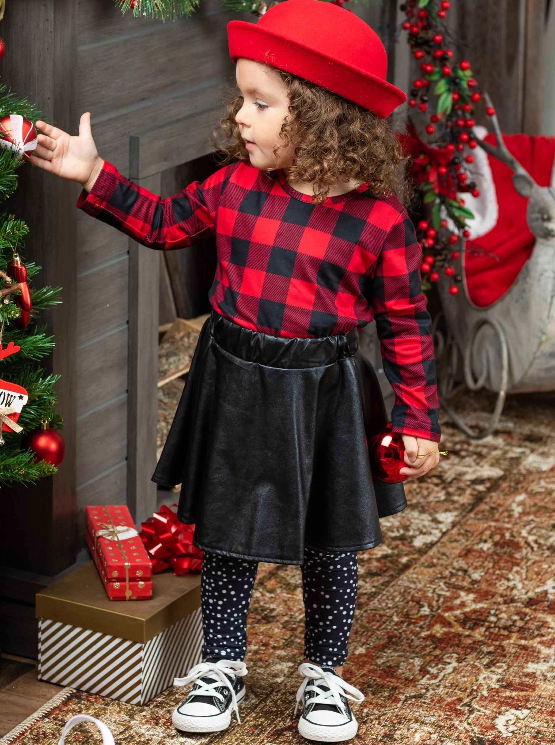 Spotted In Plaid Top, Skirt and Legging Set - Image 6