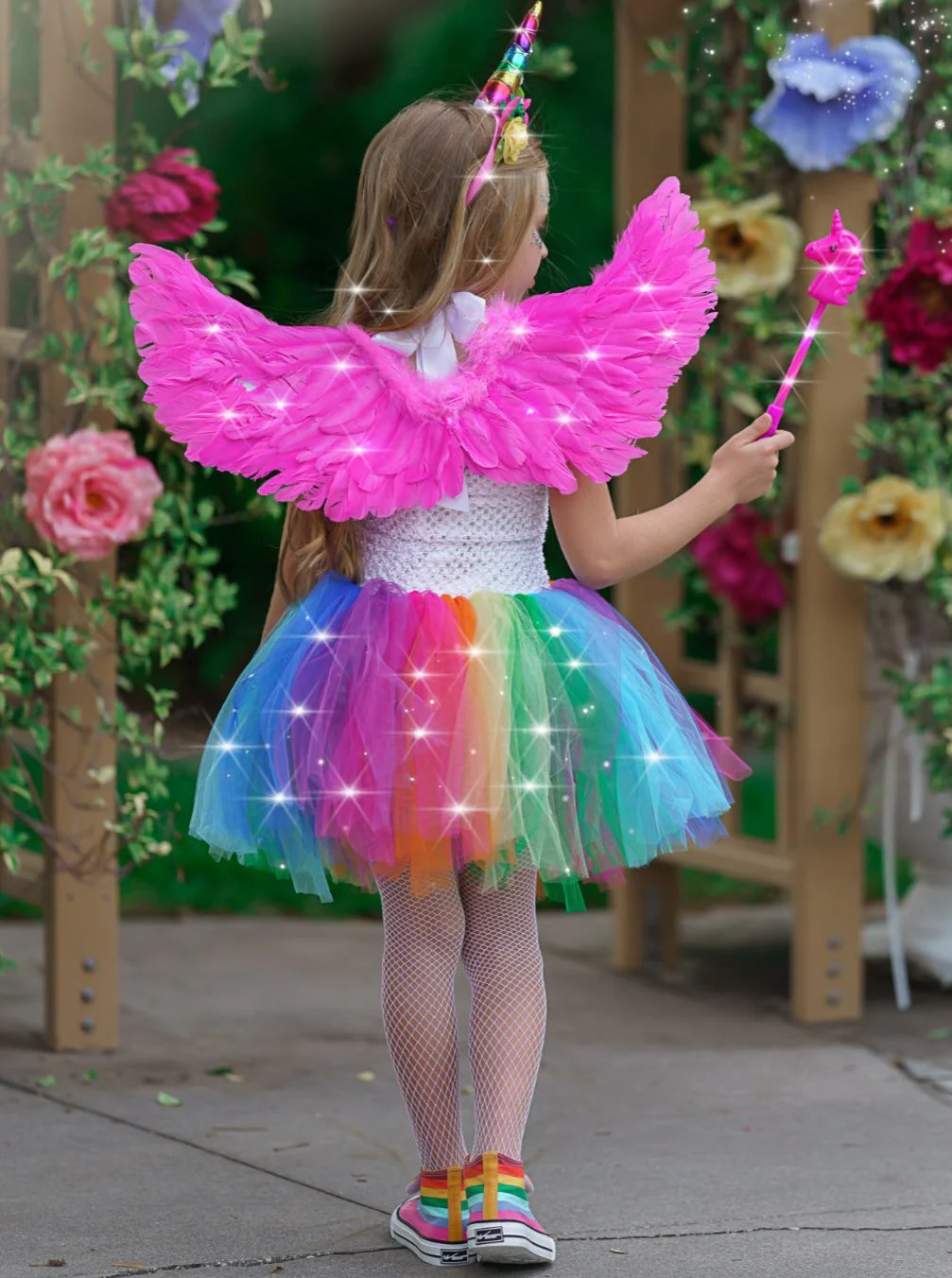 Girls Unicorn of Light LED Tutu Costume Dress with Headband - Image 5