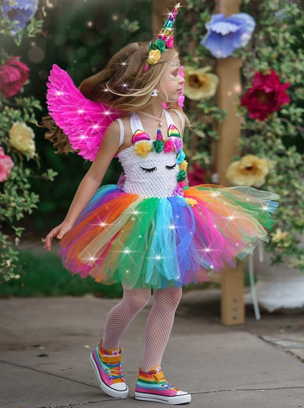 Girls Unicorn of Light LED Tutu Costume Dress with Headband - Image 6