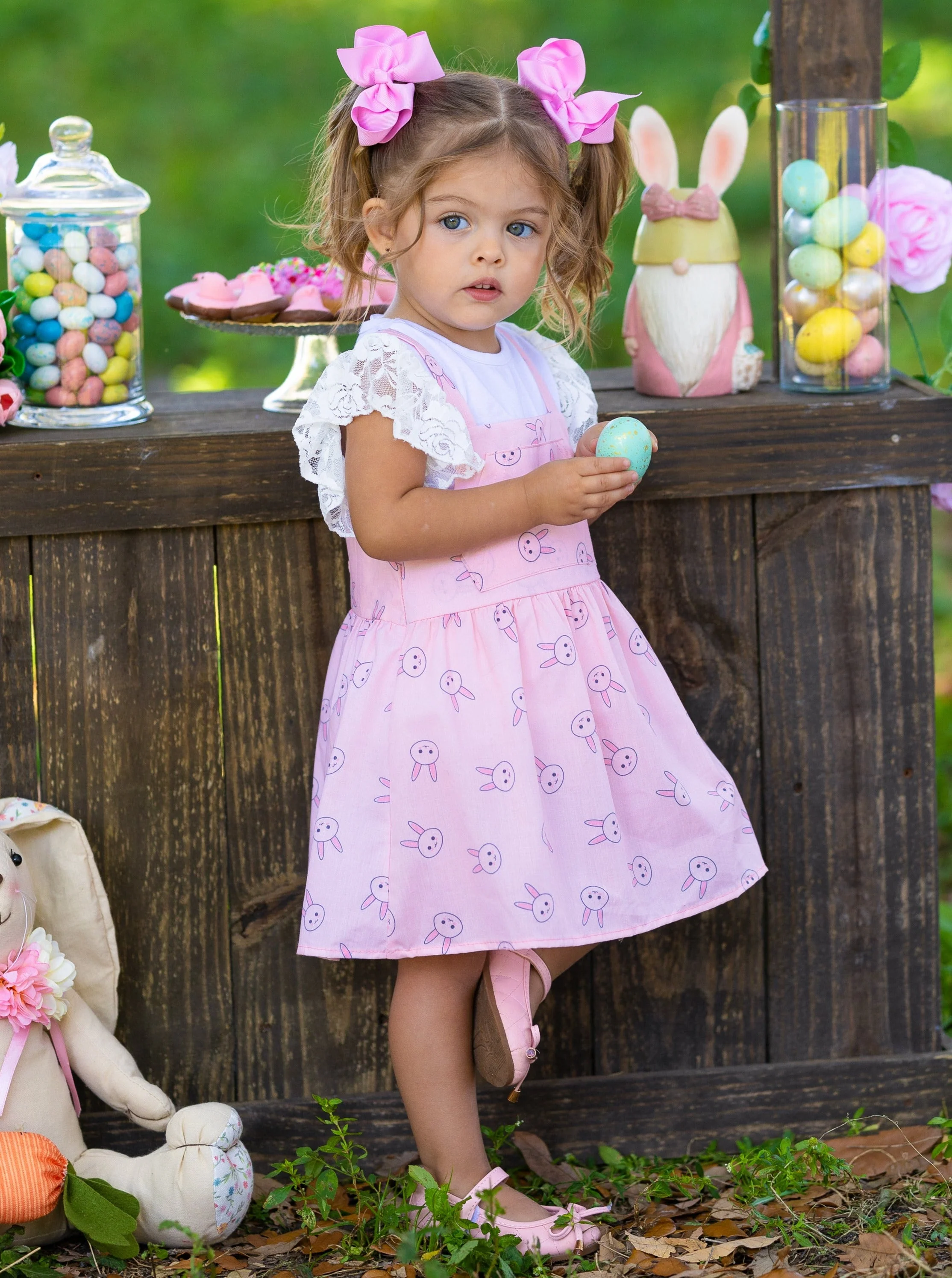 Bunny Hop Lace Overall Dress Set - Image 6