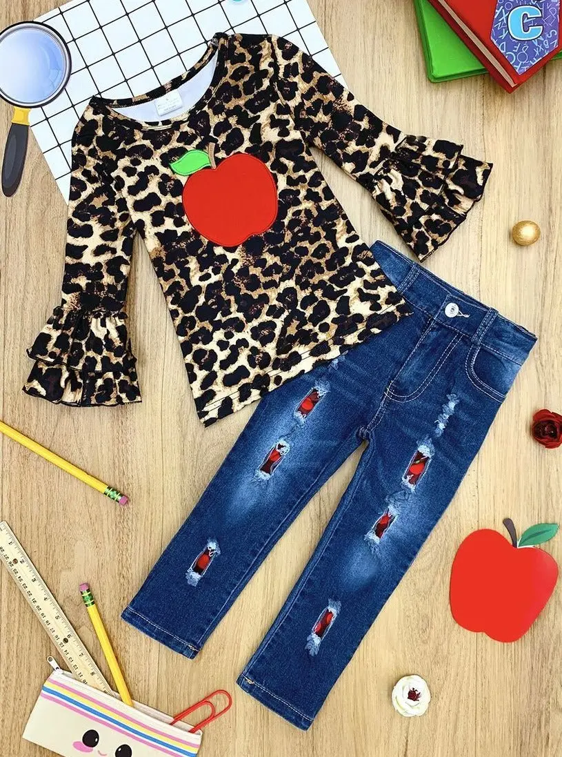 Leopard Learner Patched Jeans Set - Image 3
