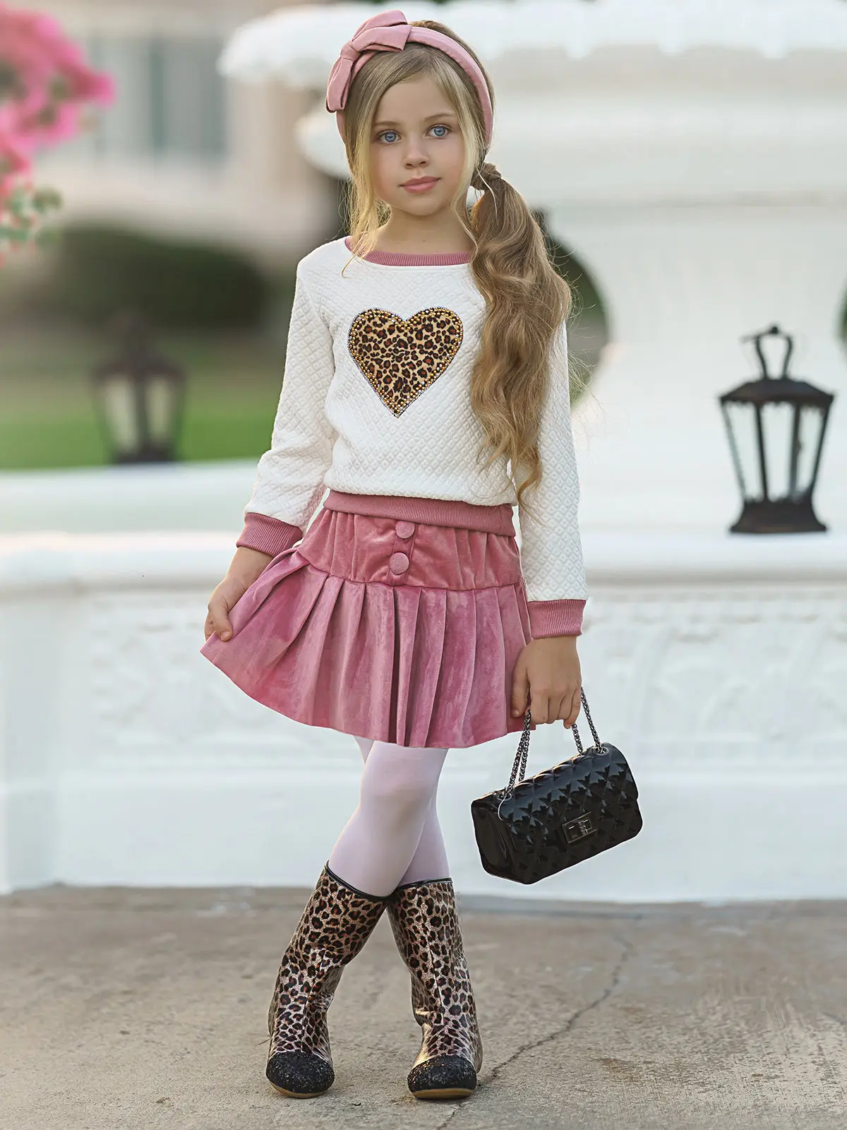 Leopard Heart Pleated Skirt Set - Image 2