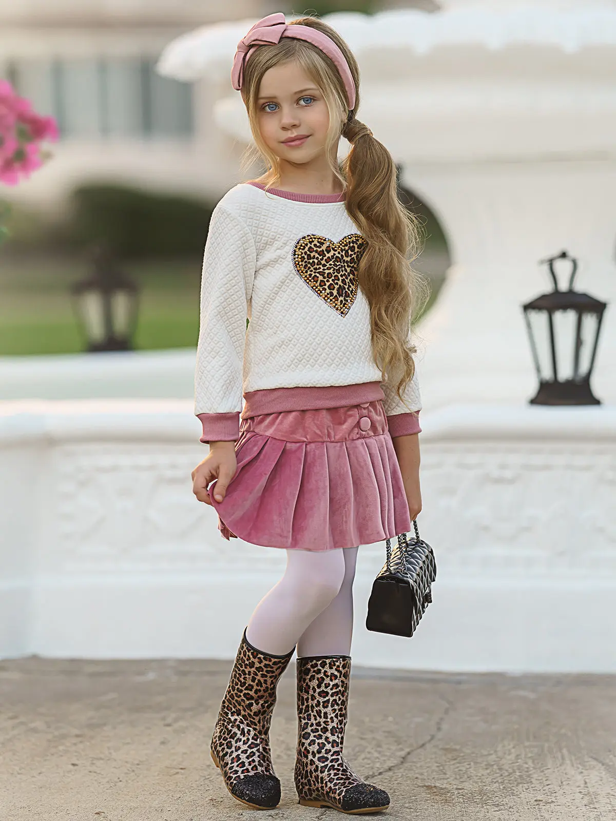 Leopard Heart Pleated Skirt Set - Image 3