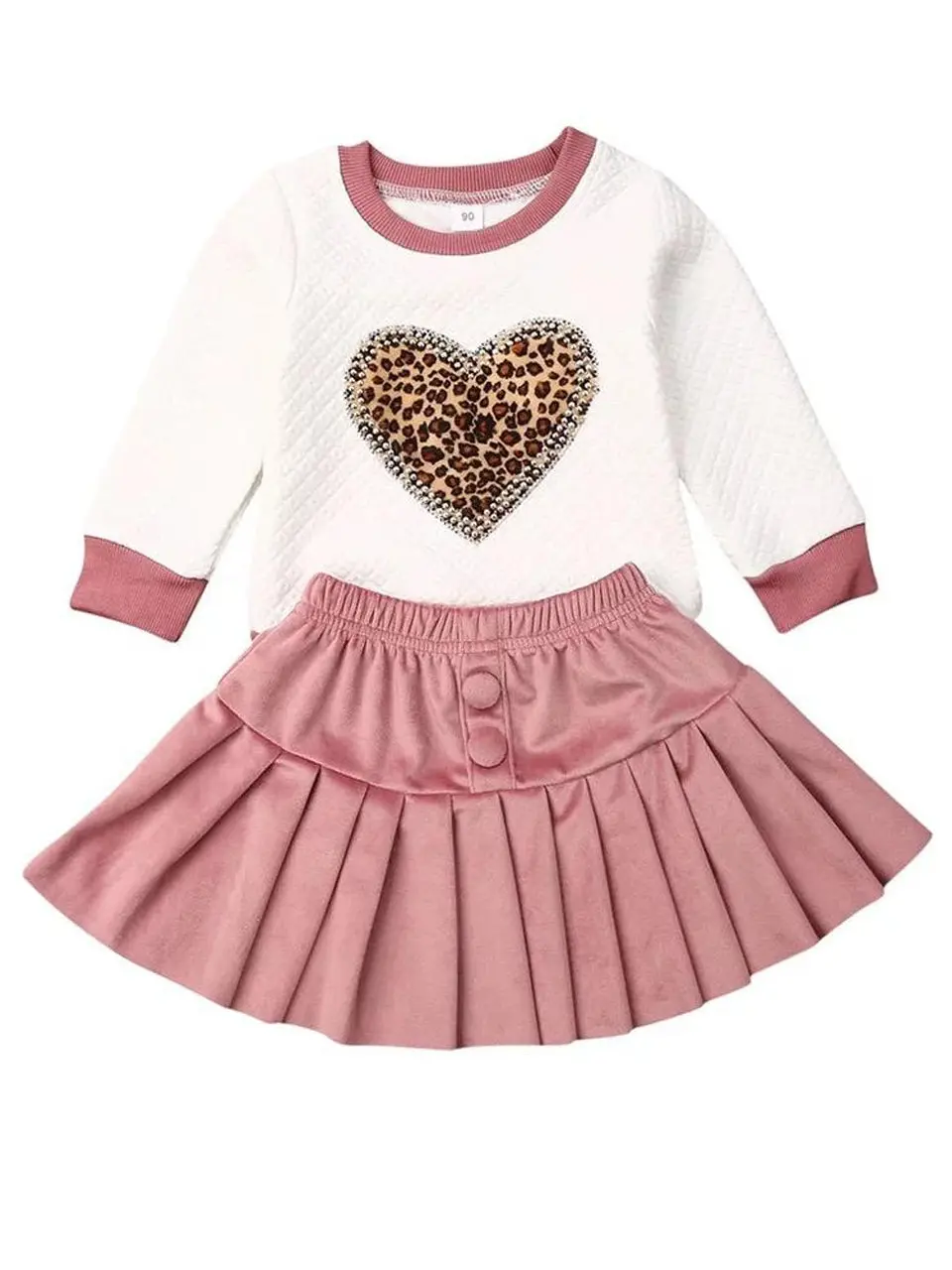 Leopard Heart Pleated Skirt Set - Image 5