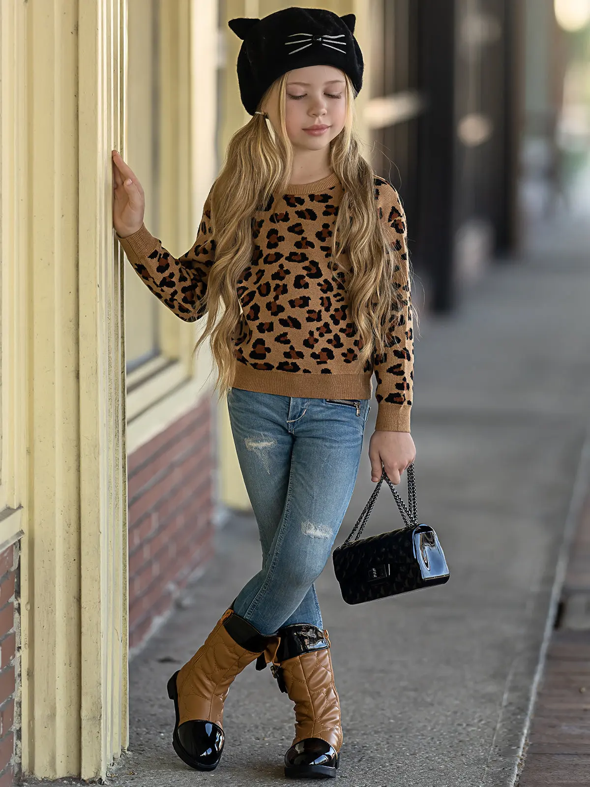 Leopard Print Plush Fuzzy Sweater - Image 3