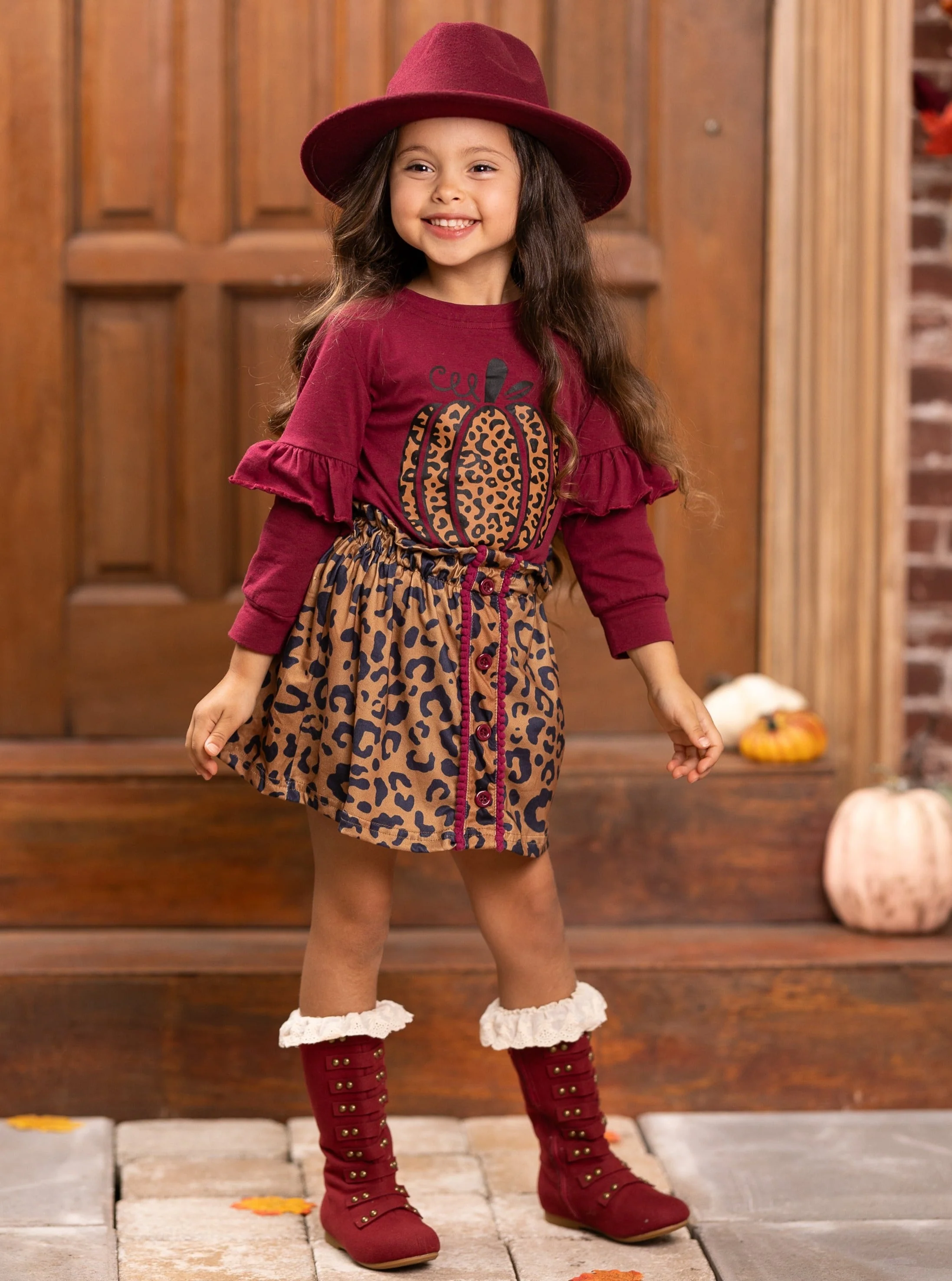 Fierce Pumpkin Vibes Leopard Skirt Set - Image 2