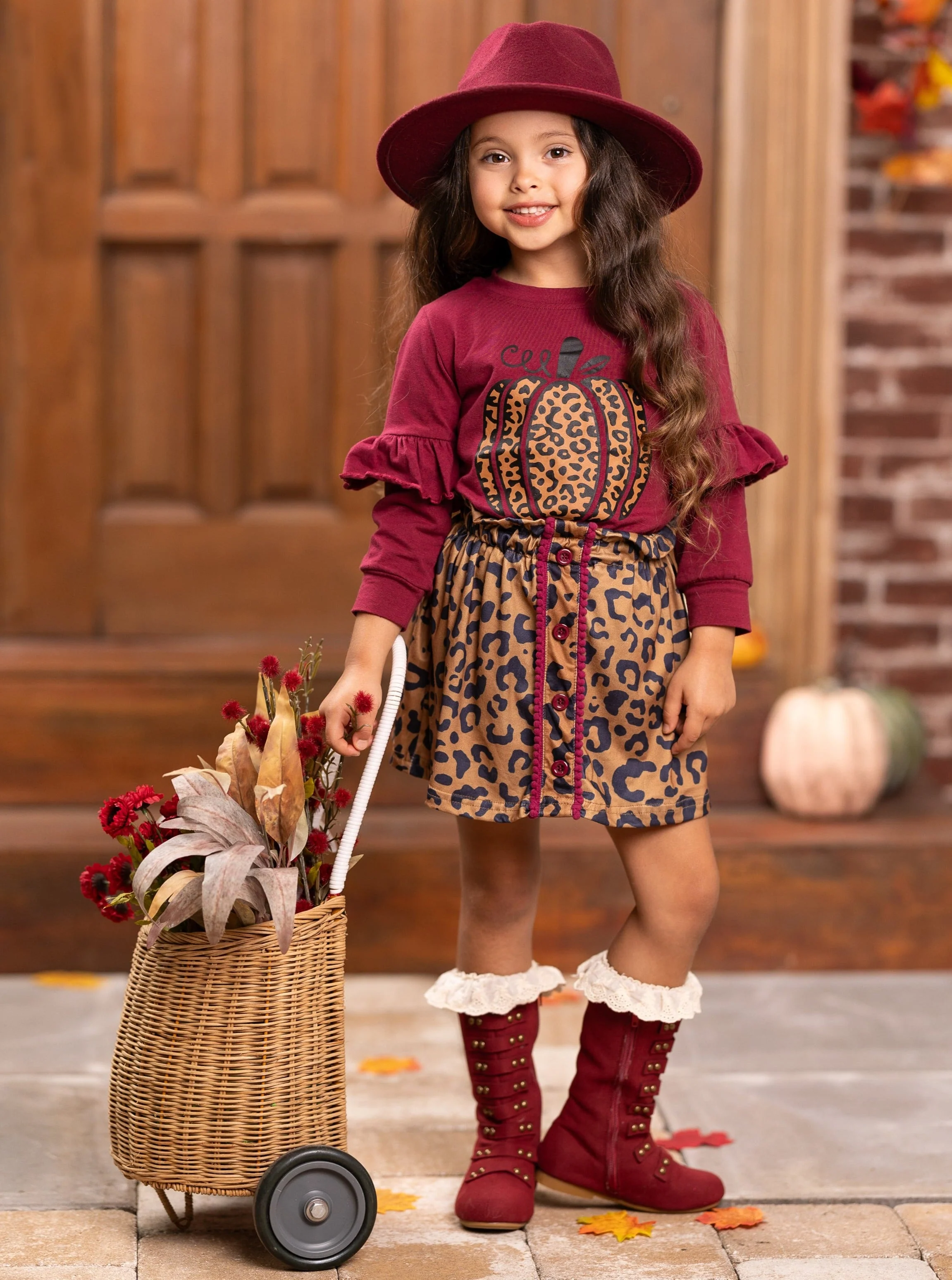 Fierce Pumpkin Vibes Leopard Skirt Set - Image 3