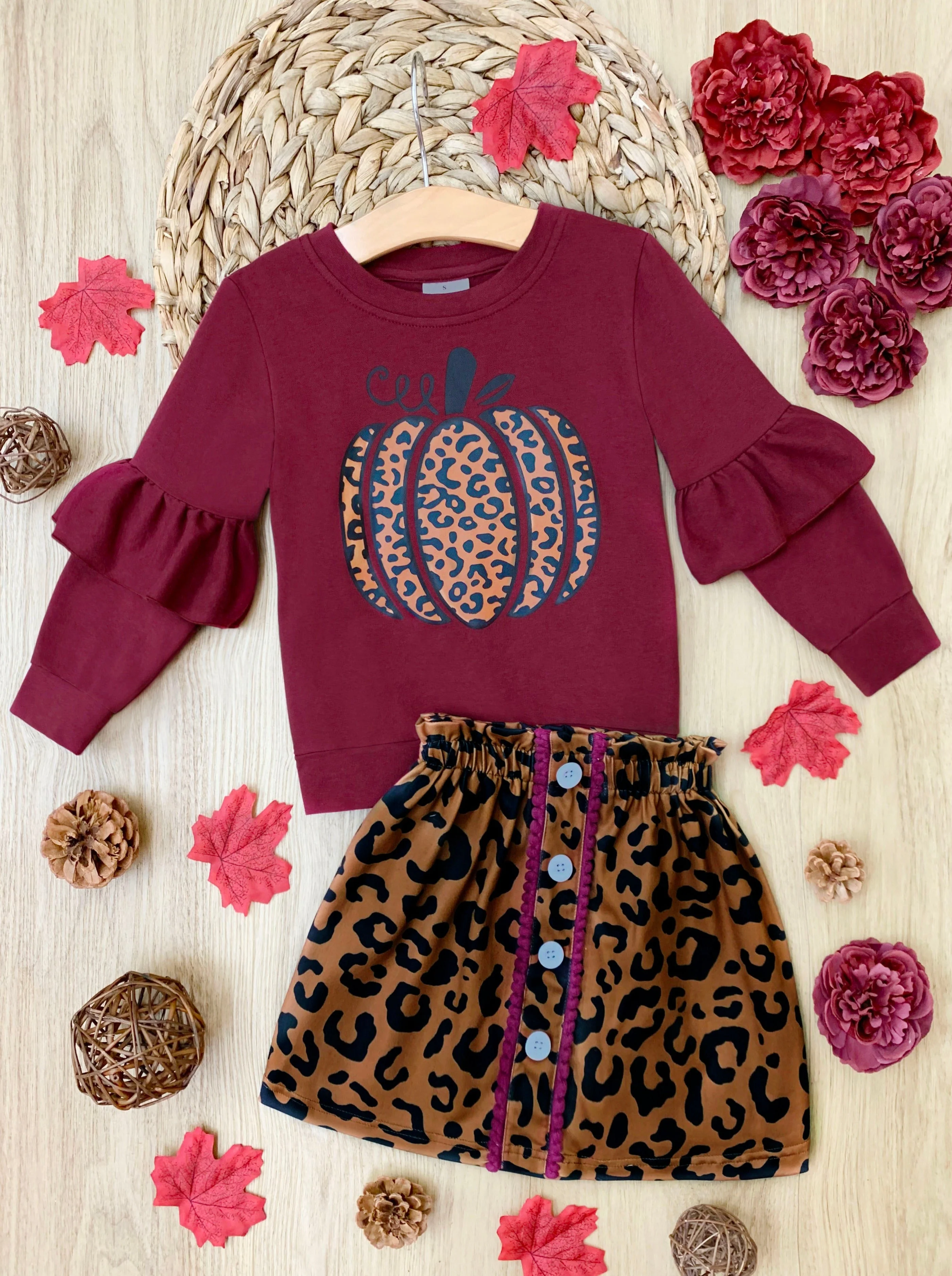 Fierce Pumpkin Vibes Leopard Skirt Set - Image 9