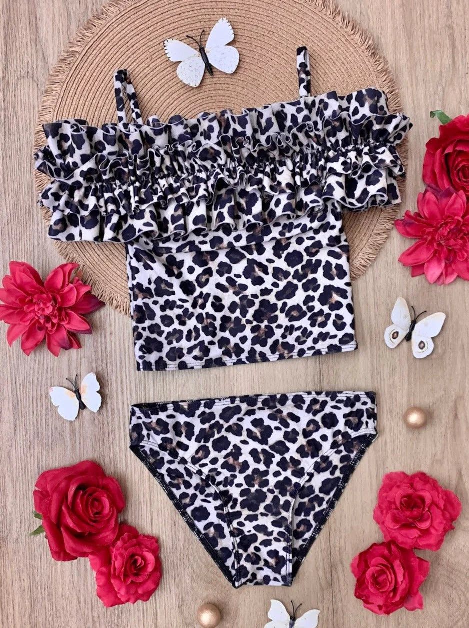 Wildcat Chic Ruffle Tankini Two Piece Swimsuit - Image 2