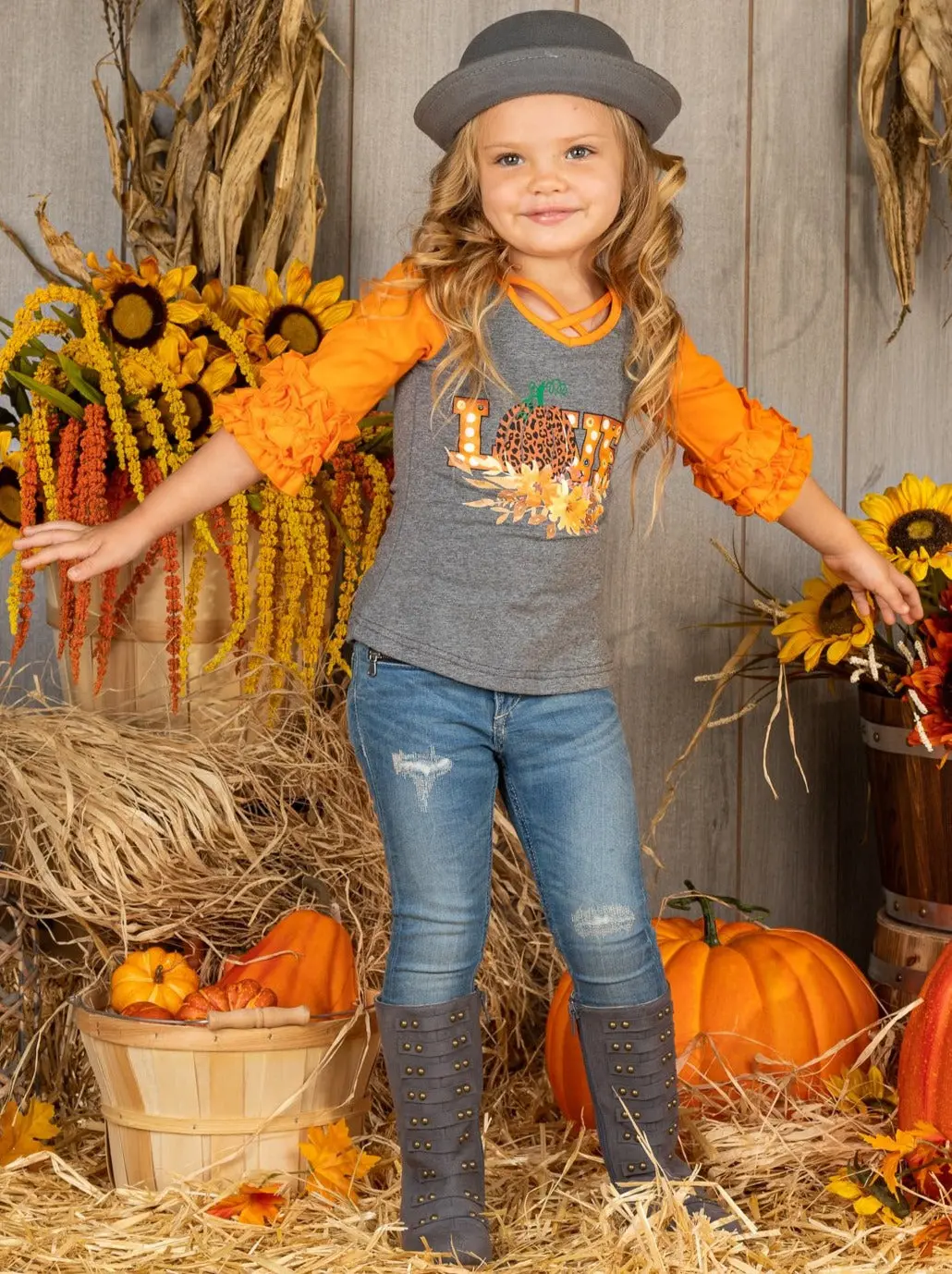 Love Fall Front Cross Raglan Top - Image 2